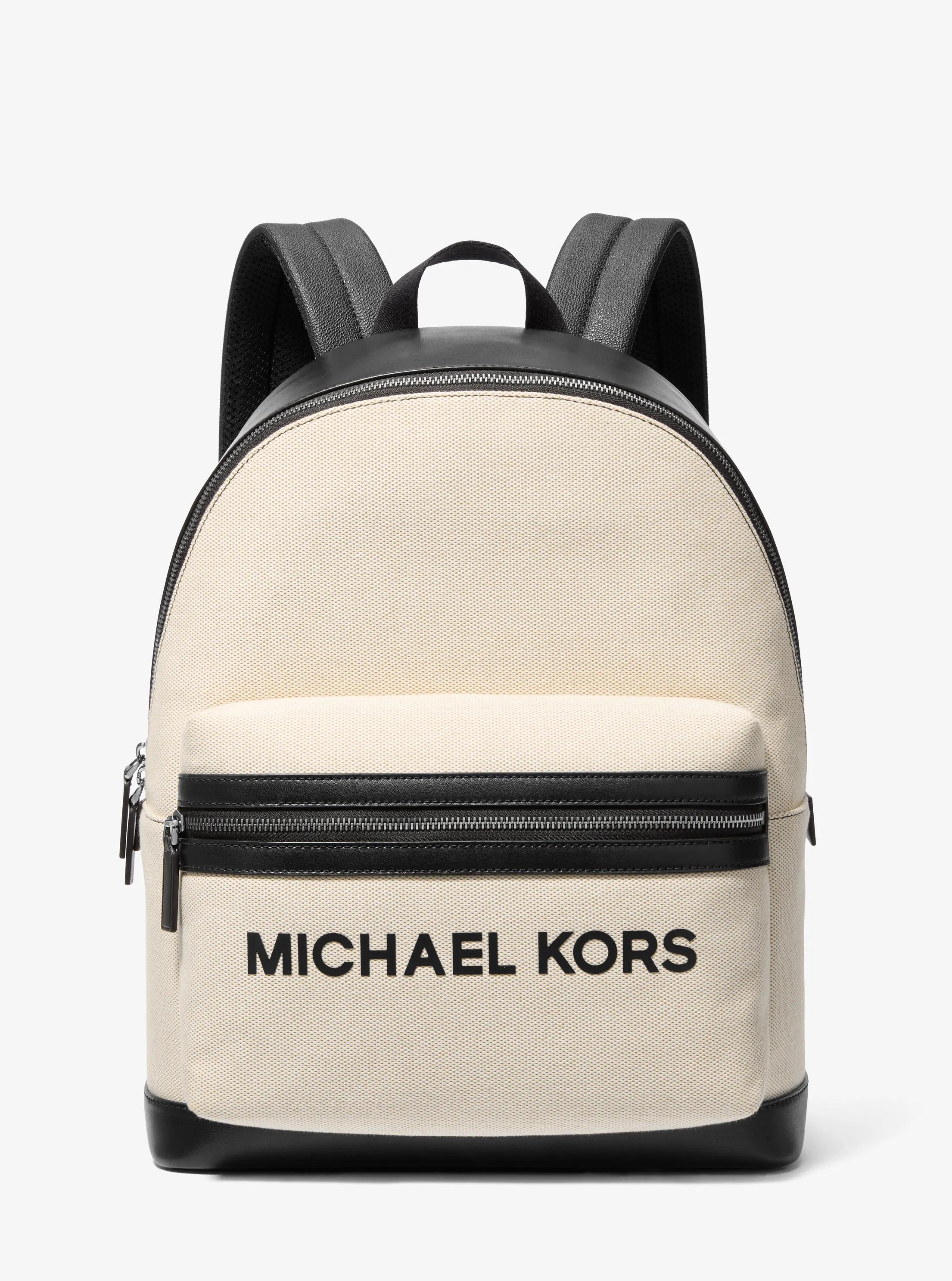 Sac &agrave; dos arrondi Cooper en toile &agrave; deux tons in NATUREL/NOIR | Michael Kors