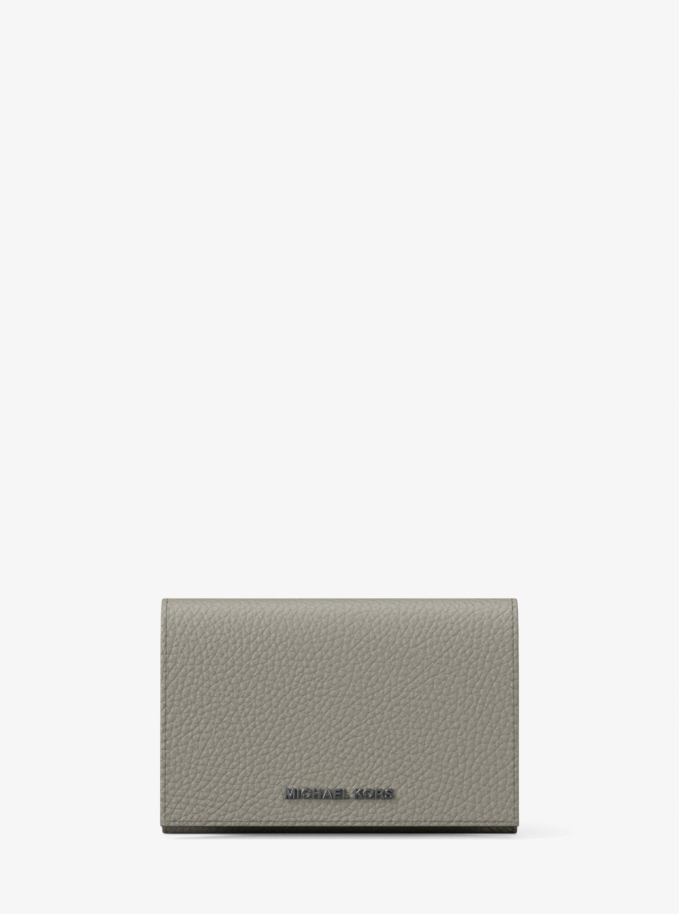 MK Porte-cartes Hudson en cuir grainé - Naturel - Michael Kors