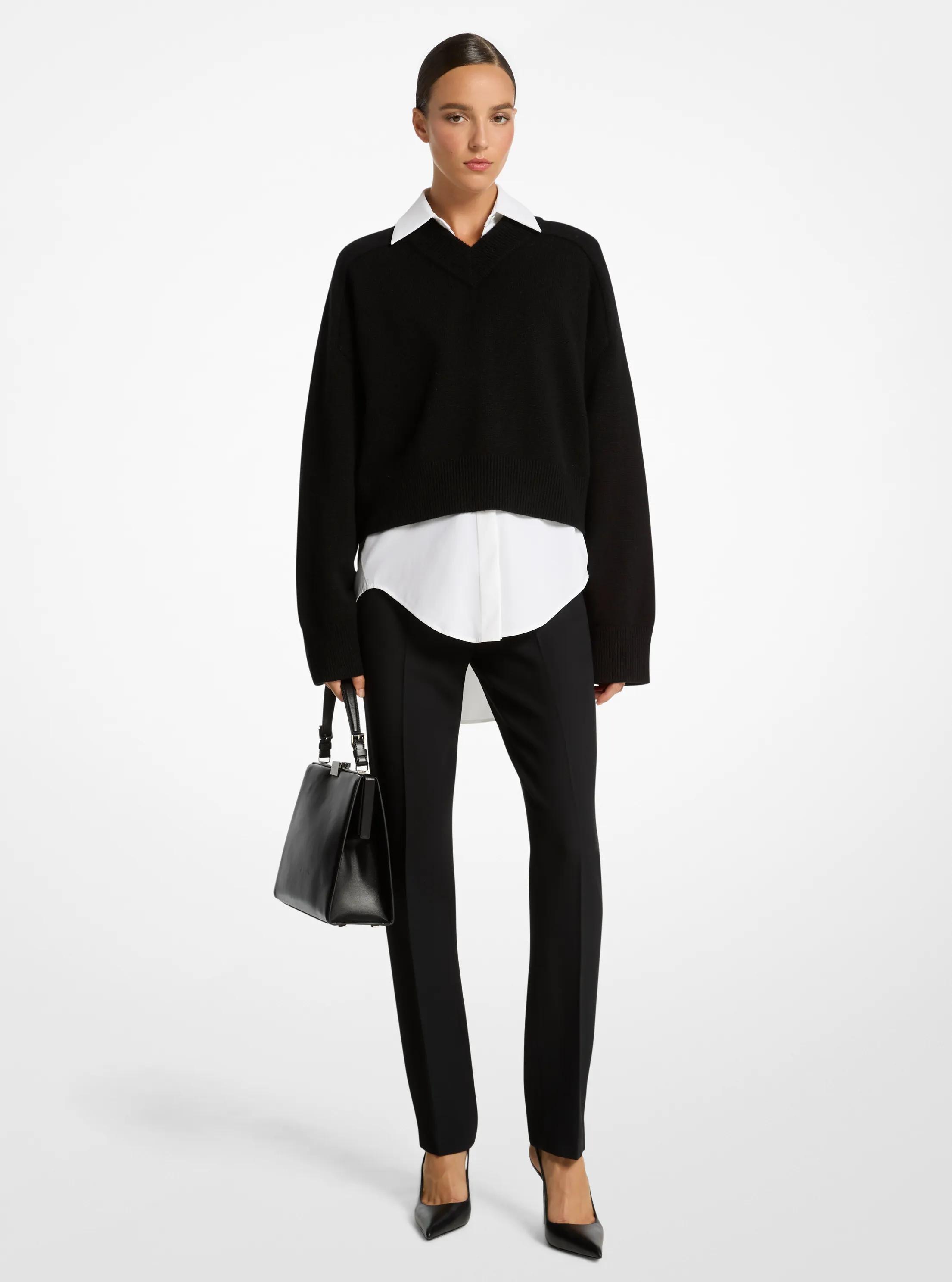 Cashmere Varsity Sweater in BLACK | Michael Kors