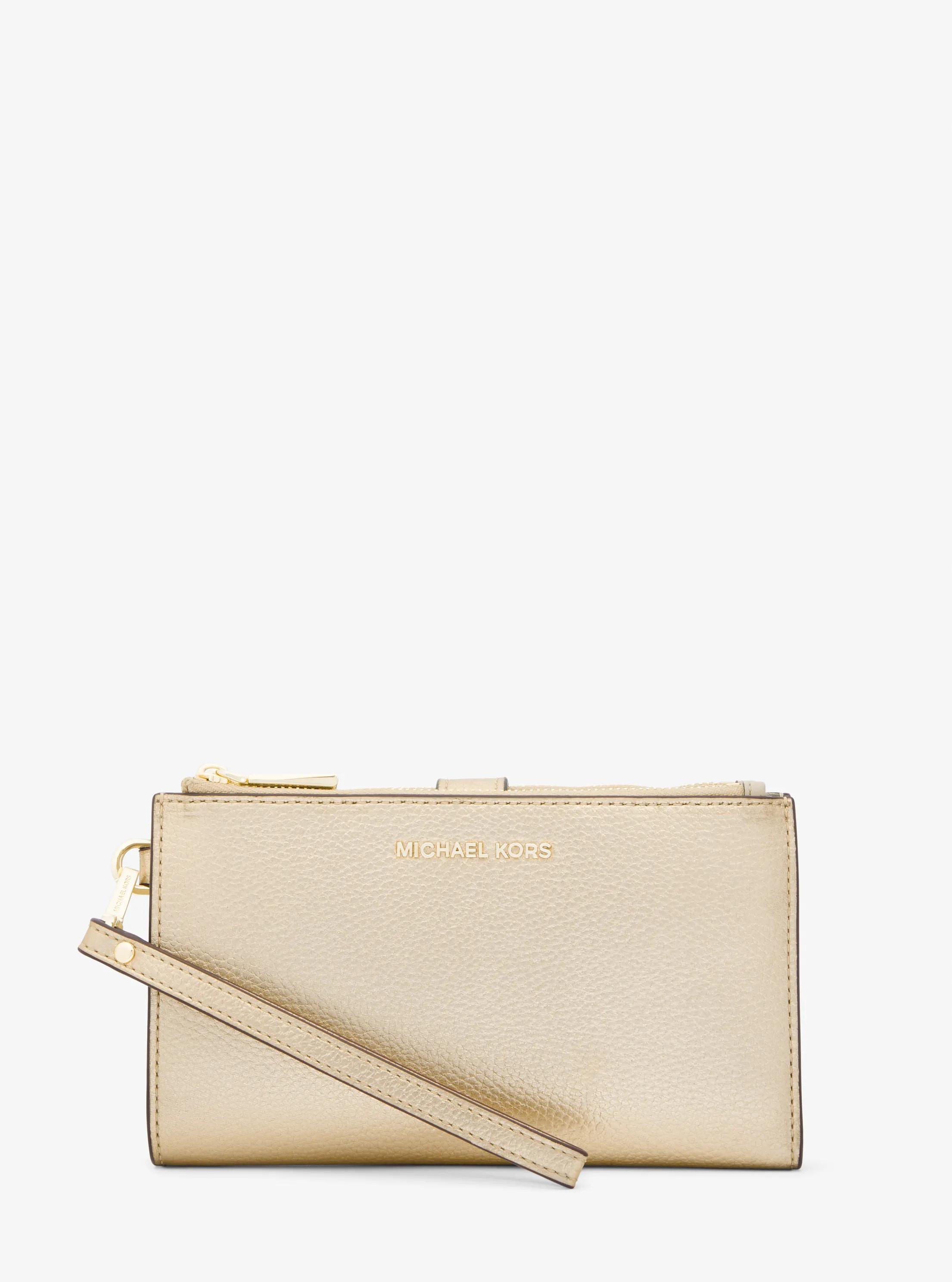 MK Portefeuille Adele en cuir métallisé pour smartphone - Or - Michael Kors