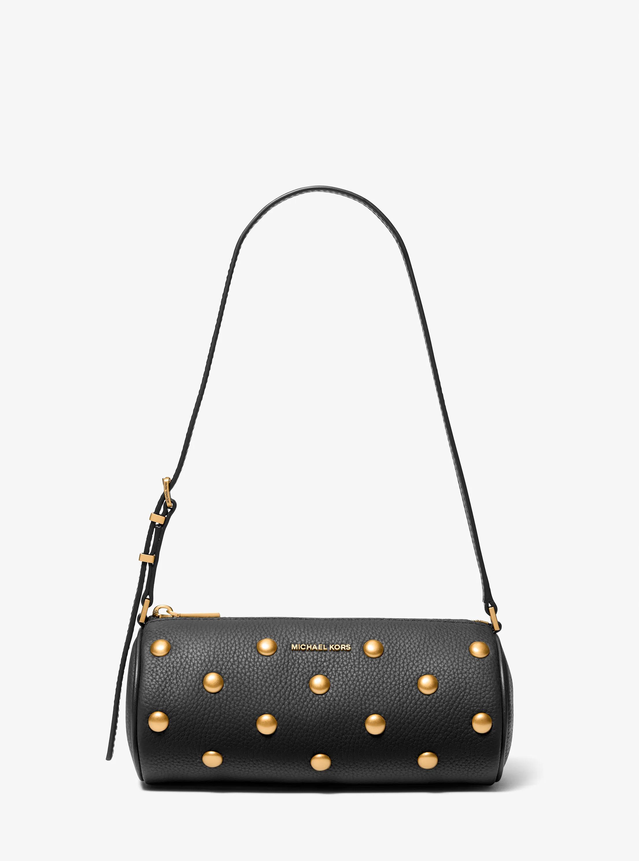 MK Petite pochette cylindrique Izzy en cuir grainé clouté - Noir - Michael Kors