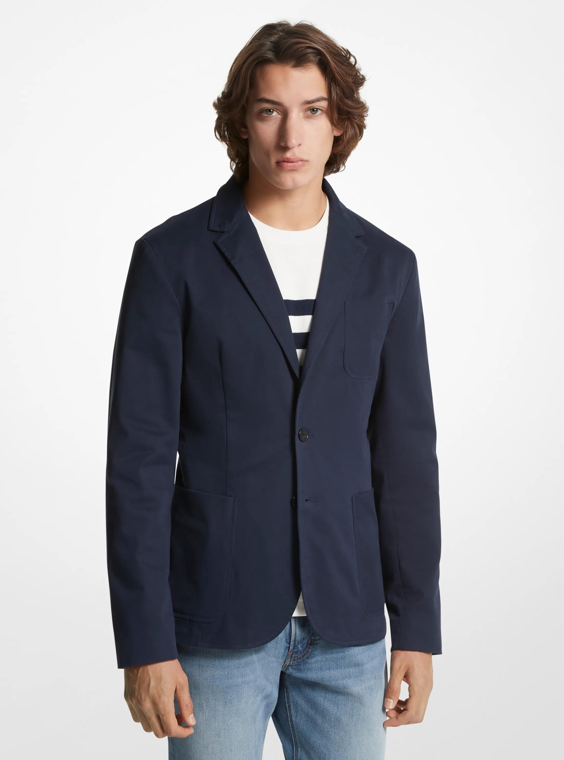 MK Blazer en coton sergé extensible - Bleu - Michael Kors