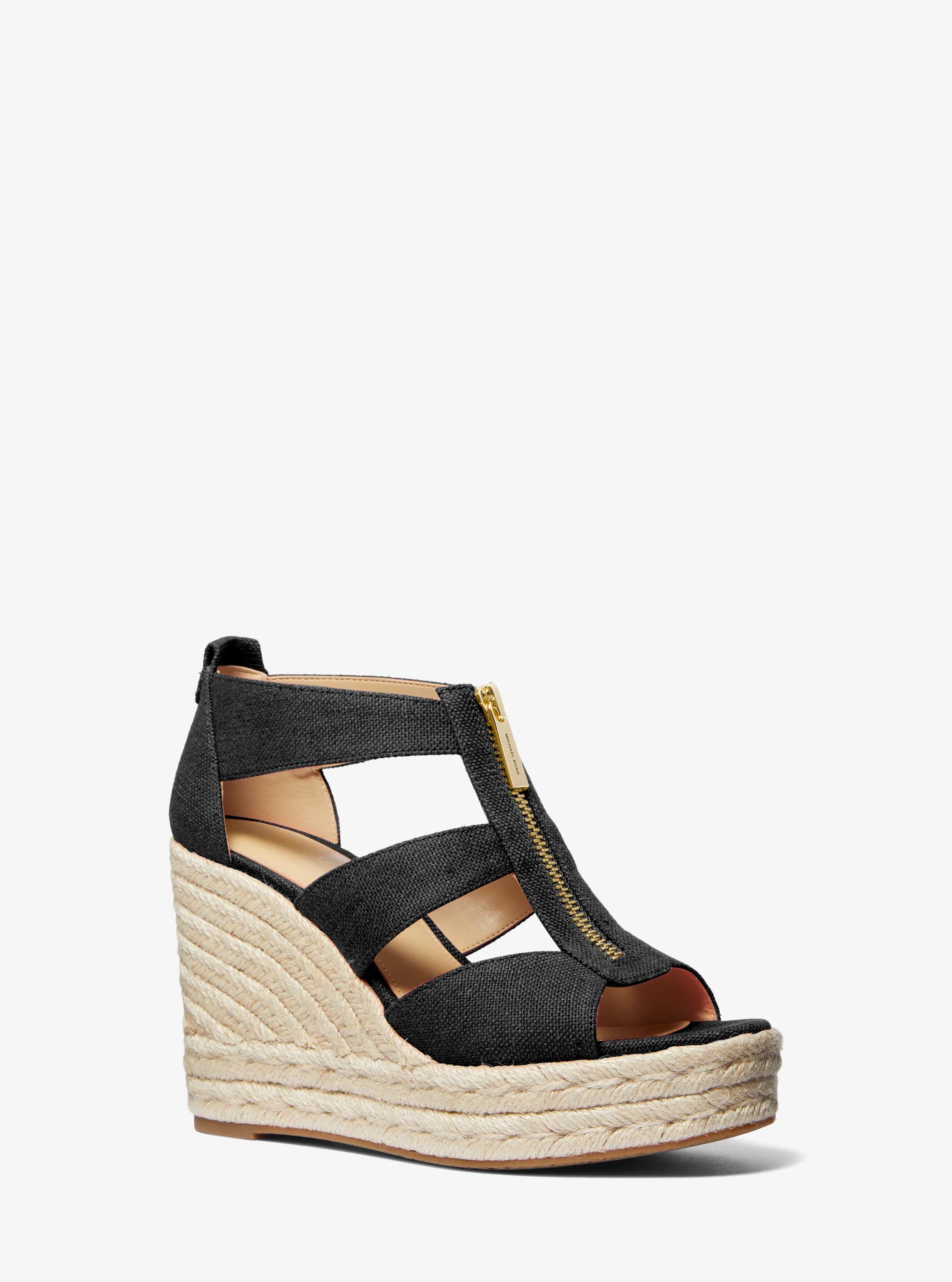 Sandalia de plataforma Etta con mezcla de lino in NEGRO | Michael Kors