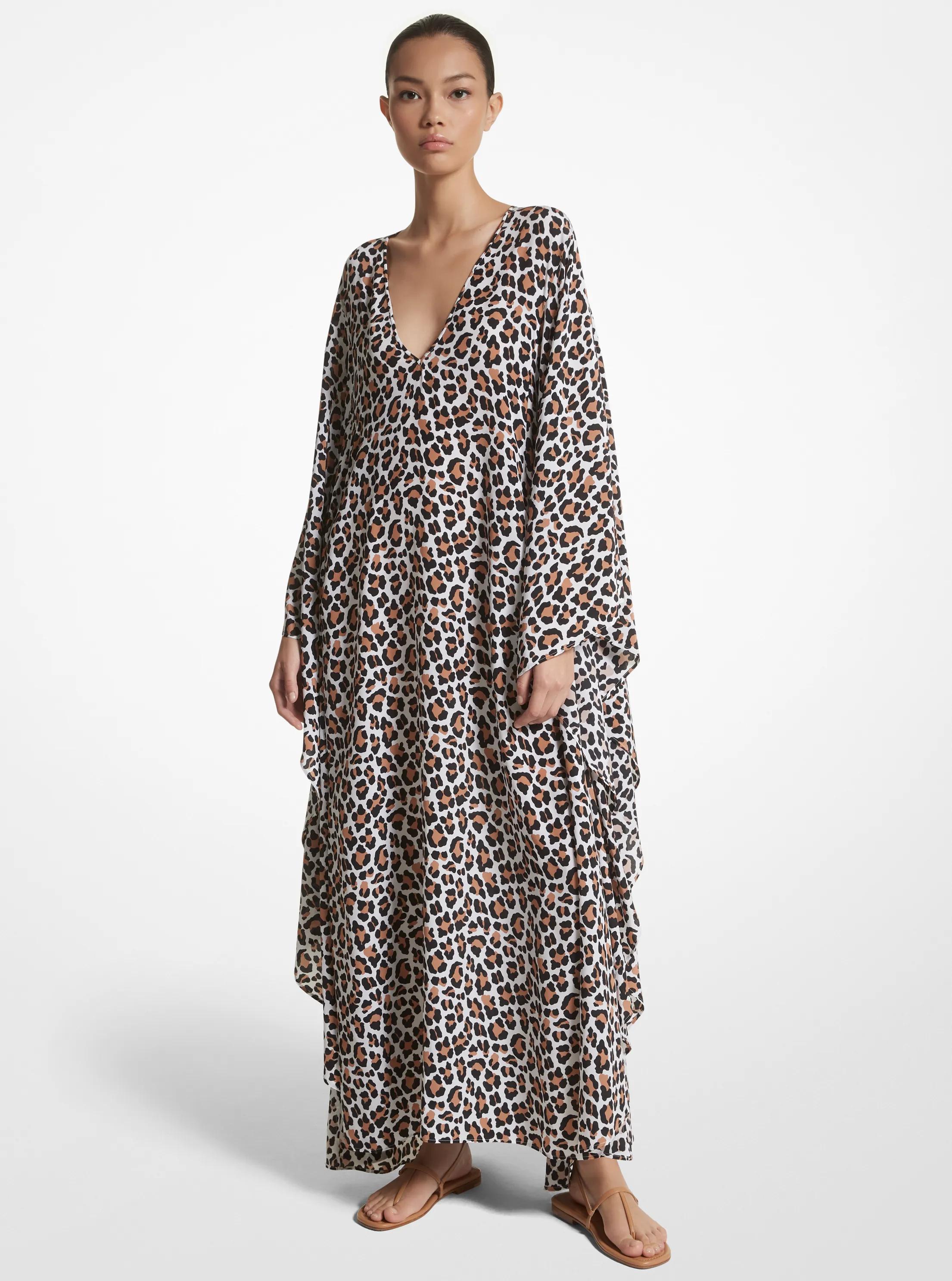 Leopard Organic Silk Crepe De Chine Caftan