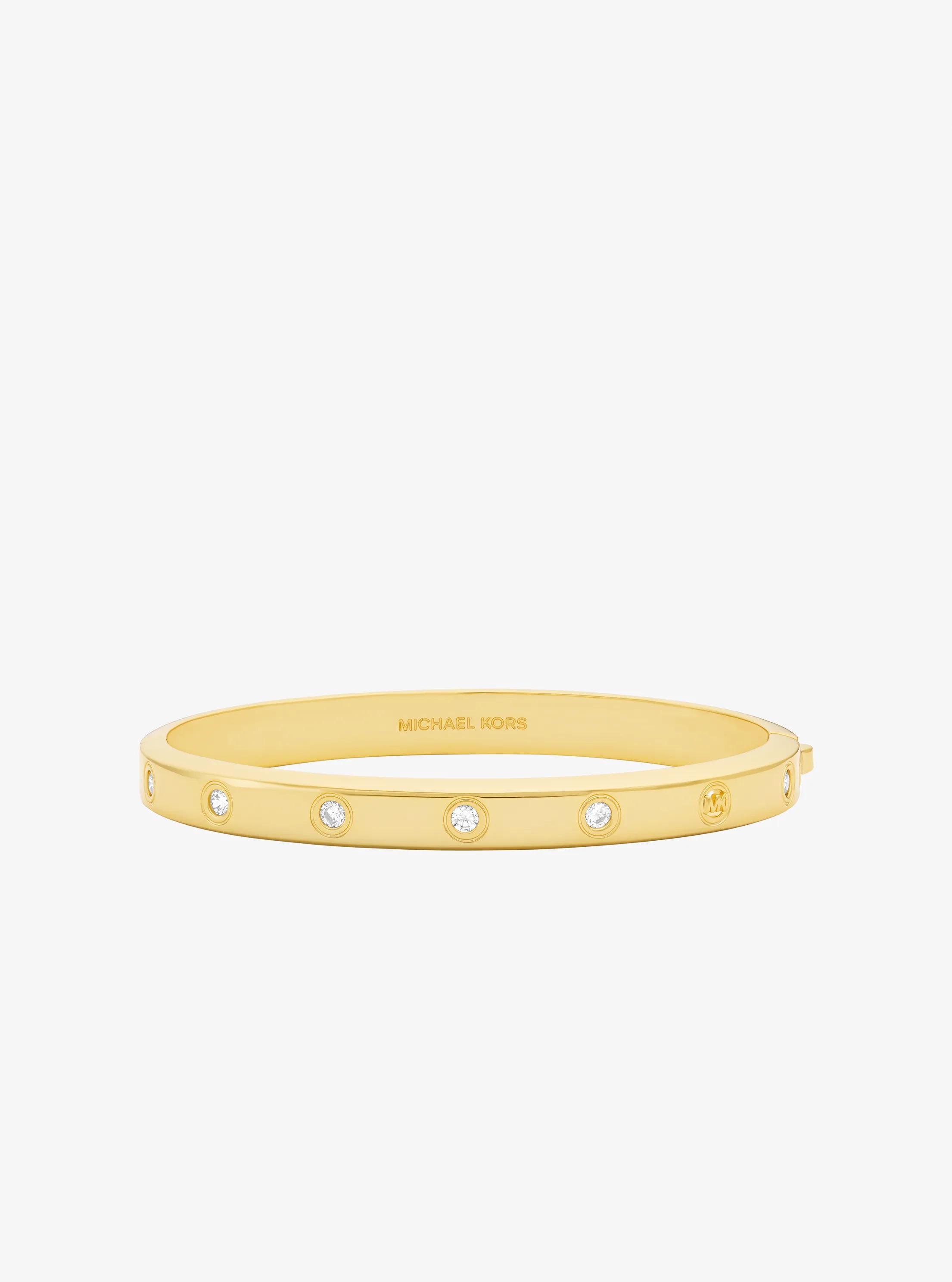 Cubic Zirconia Logo Bangle in GOLD | Michael Kors