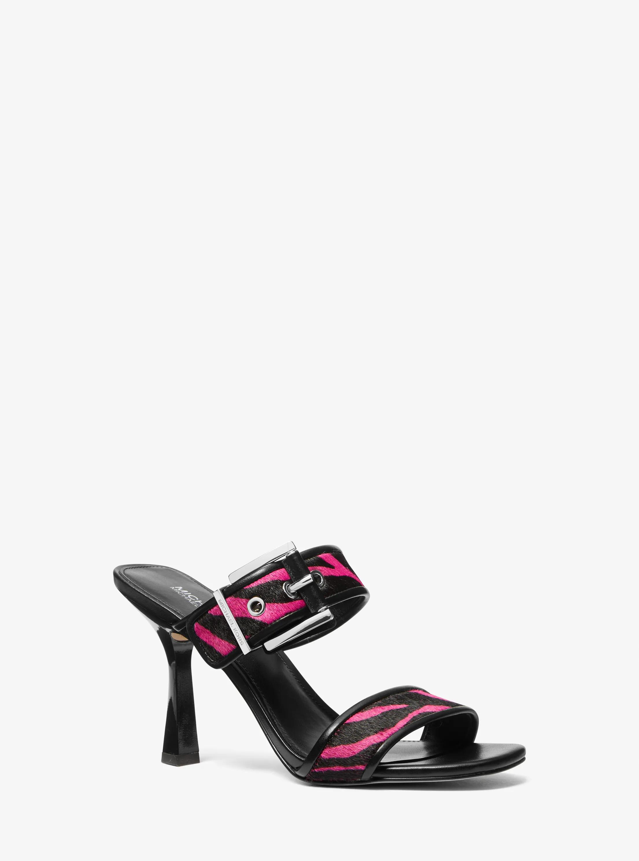 Colby Zebra Print Calf Hair Sandal in CERISE MULTI | Michael Kors