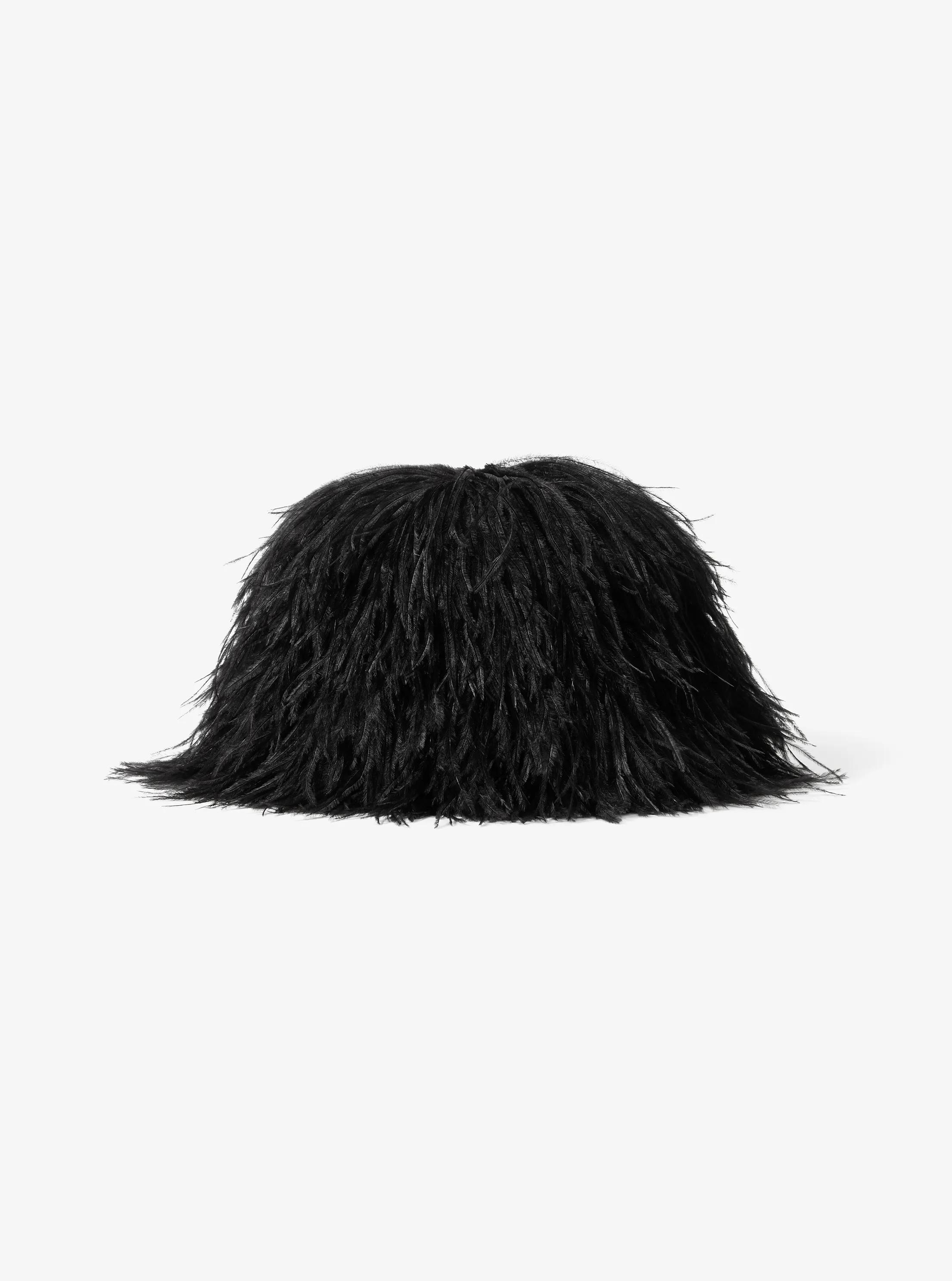 Michael Kors Hand-embroidered Ostritch Plume Bucket Hat In Black