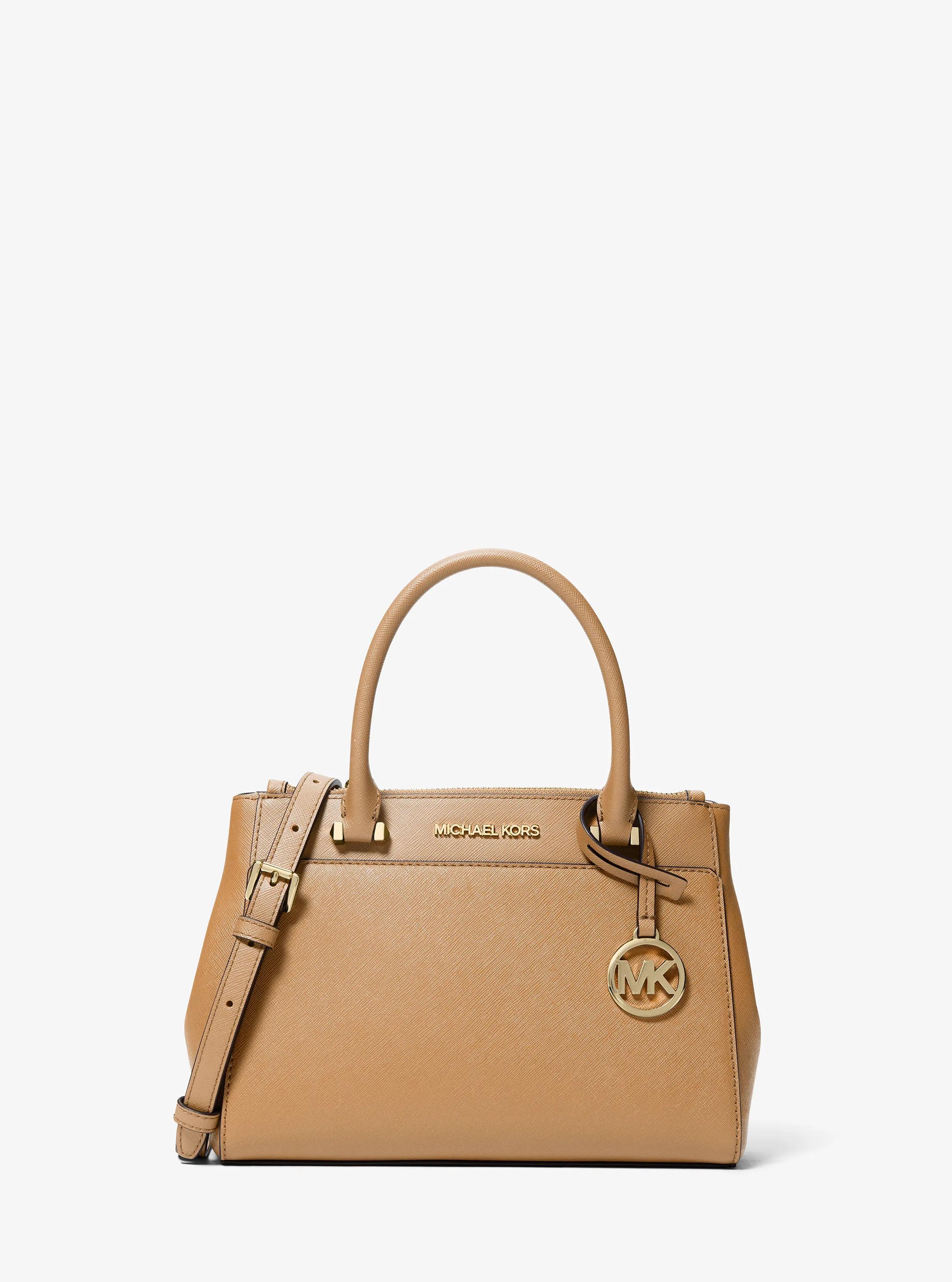 Gibson Small Saffiano Leather Satchel in CAMEL | Michael Kors