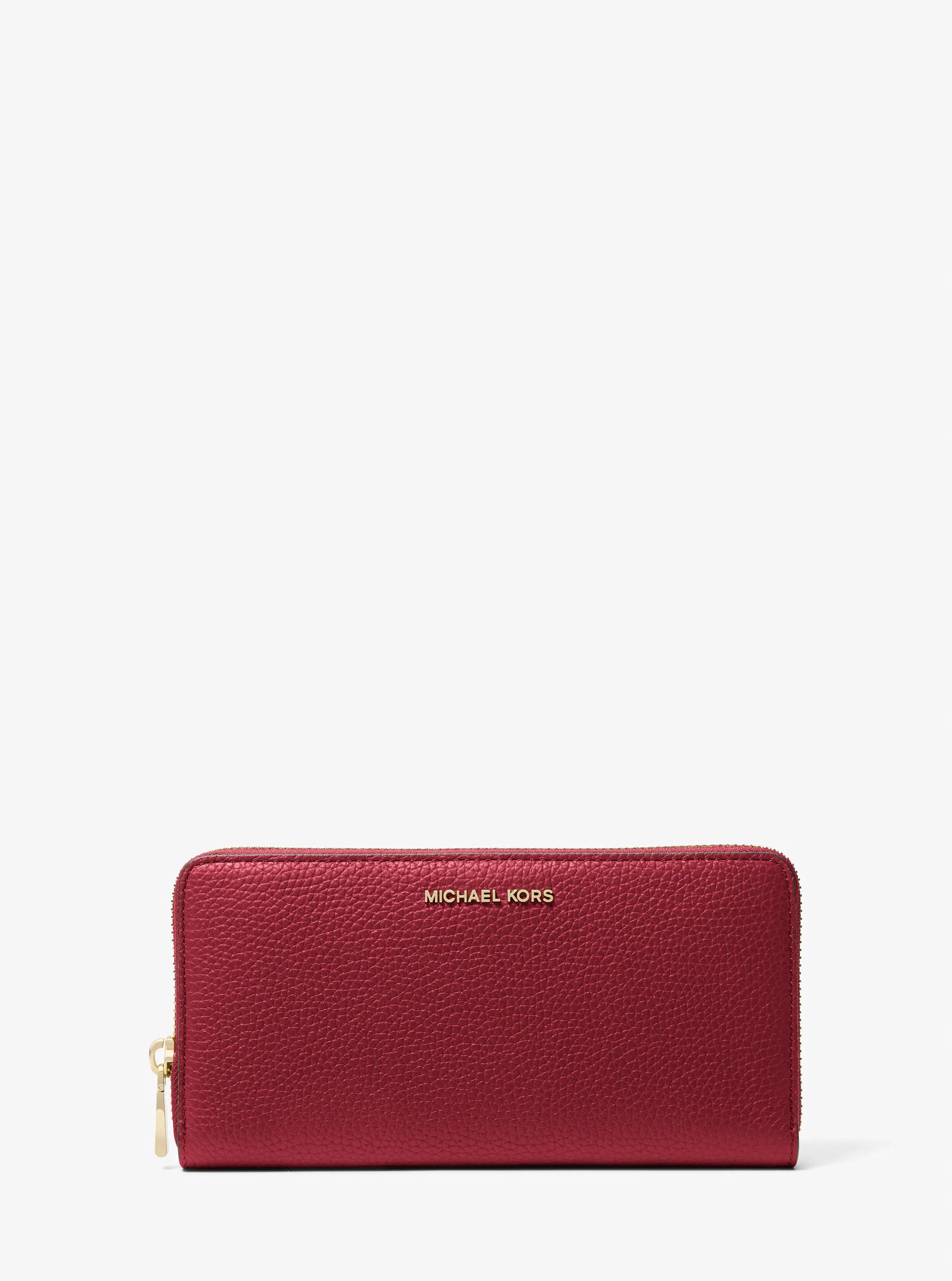 Brieftasche Jet Set Large aus gekrispeltem Leder in DUNKELROT | Michael Kors