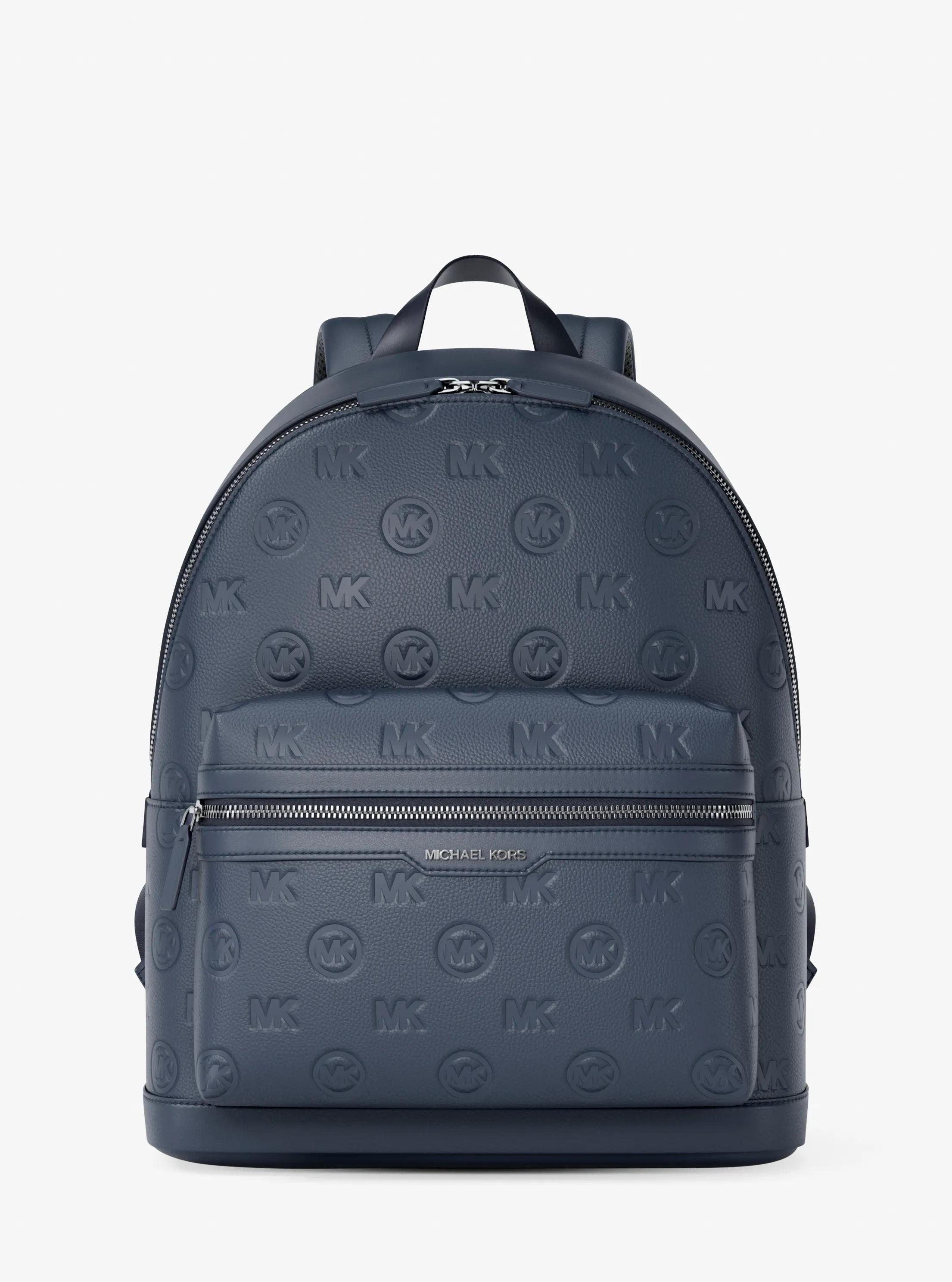 Cooper Medium Logo Debossed Dome Backpack in NAVY | Michael Kors