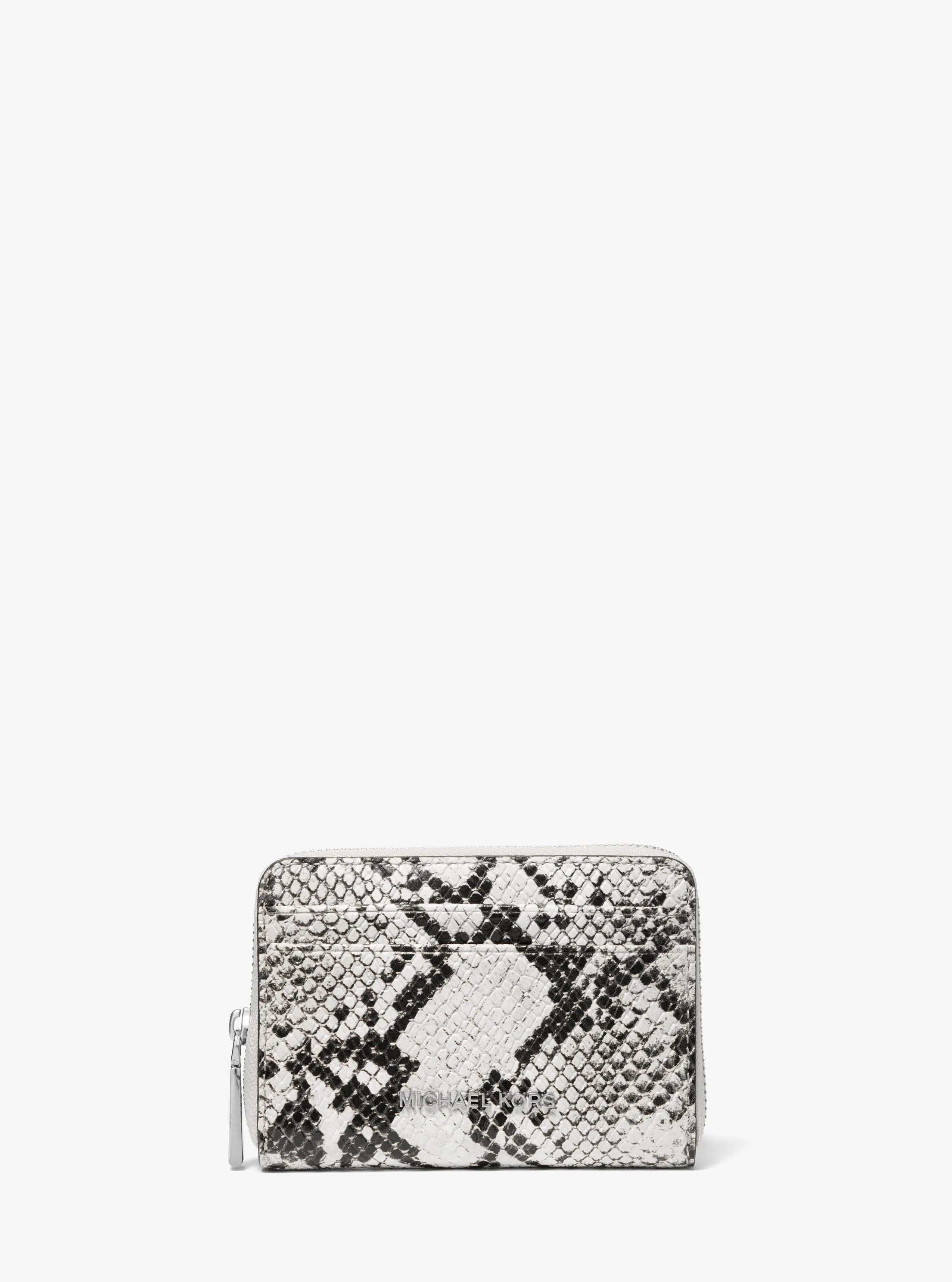Cartera Jet Set peque&ntilde;a de piel con motivo de serpiente en relieve in ALUMINIO | Michael Kors