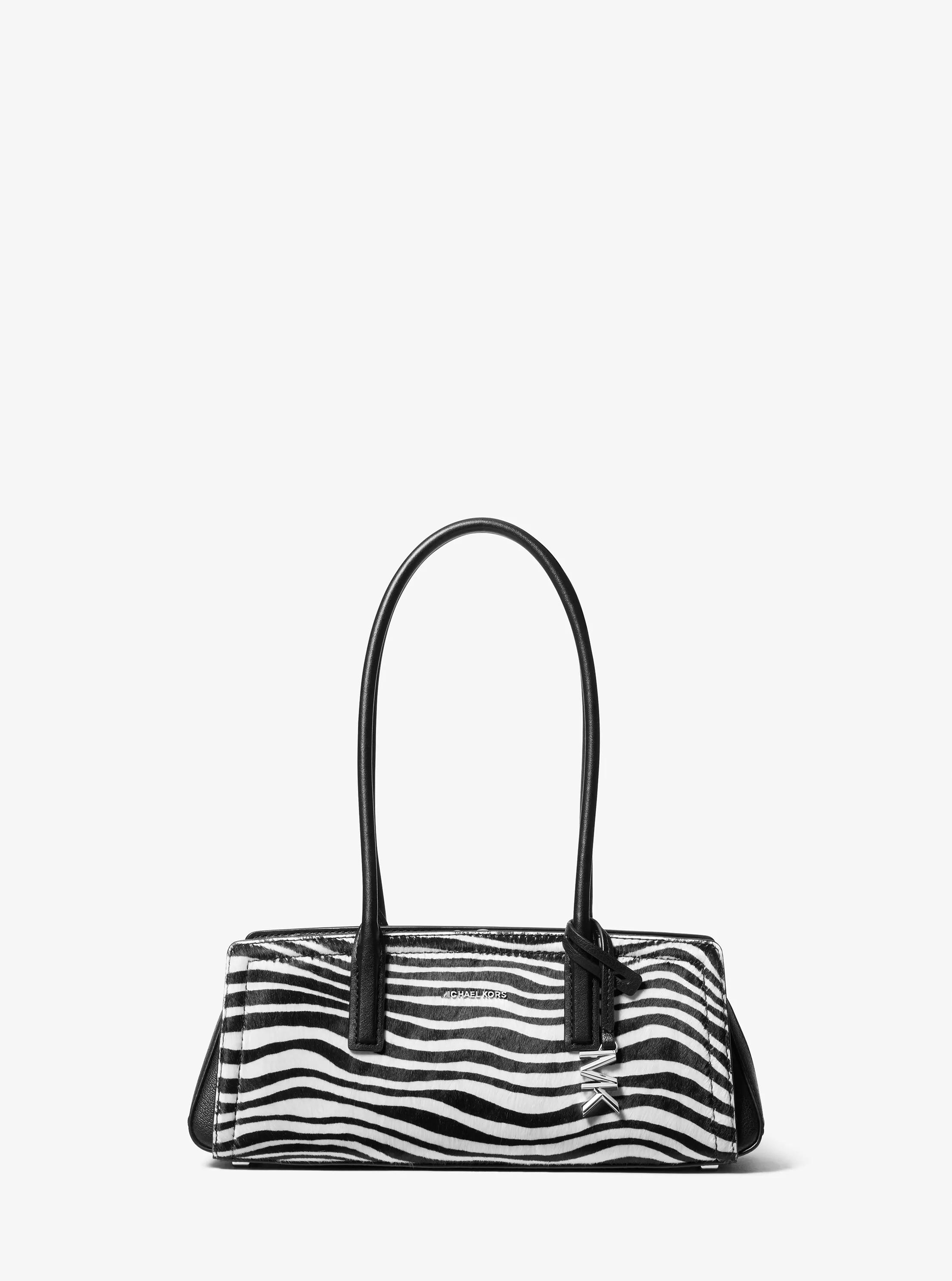 Laila Small Zebra Print Calf Hair Shoulder Bag in BLACK COMBO | Michael Kors