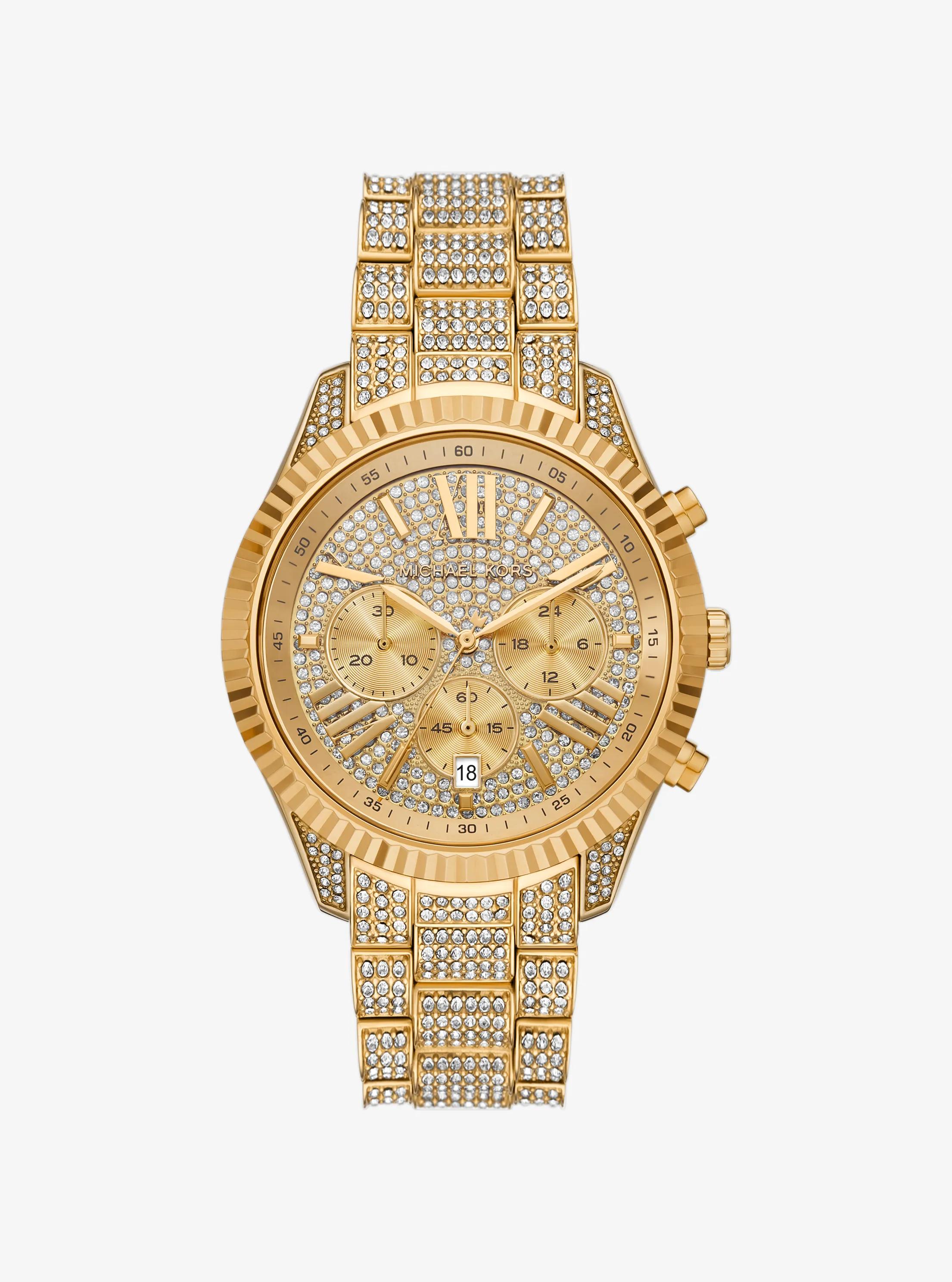 Oversized Lexington Pavé Gold-Tone Watch