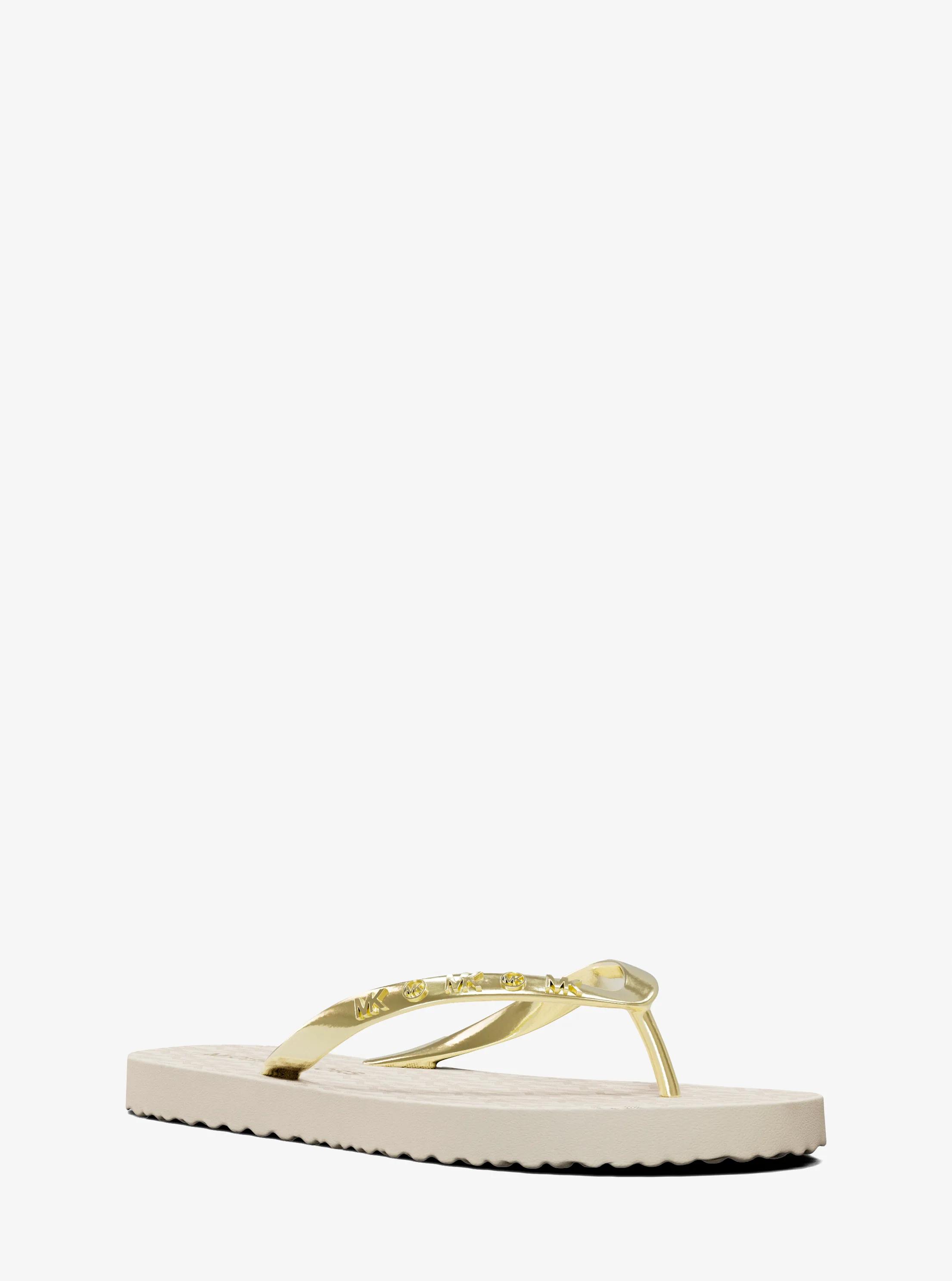 Signature Logo Flip Flops in VANILLA | Michael Kors