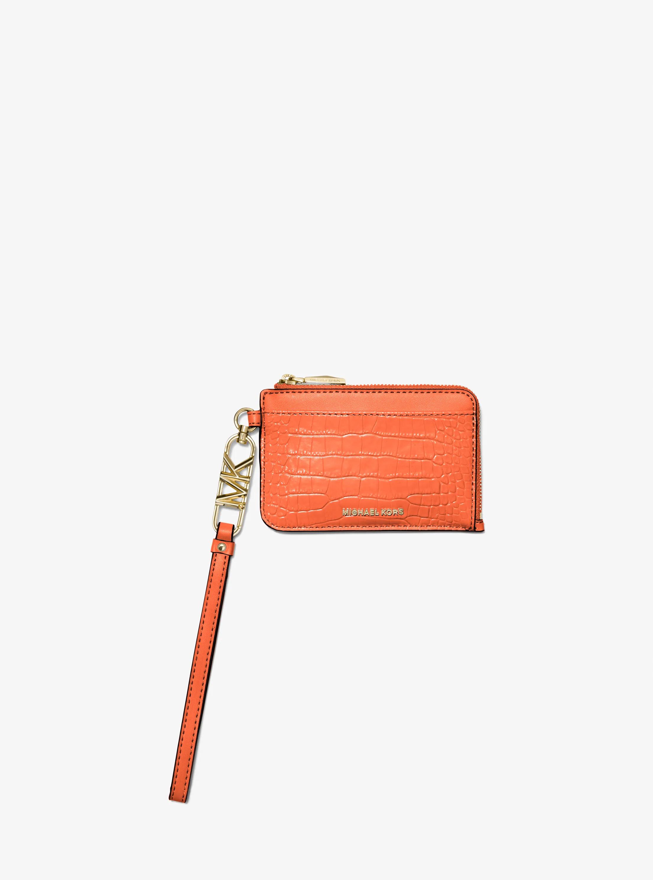 Tarjetero de piel con motivo de cocodrilo en relieve in NARANJA INTENSO | Michael Kors