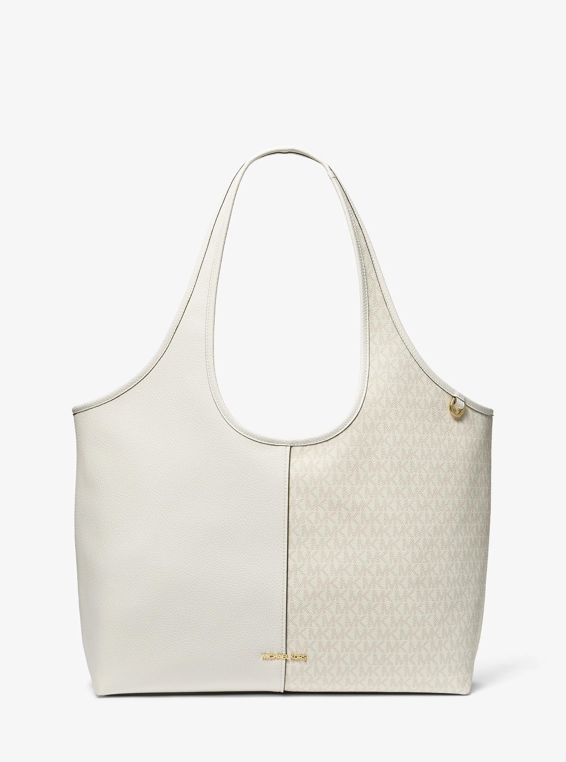 Henly Large Signature Logo and Textured Tote Bag in EGGSHELL | Michael Kors