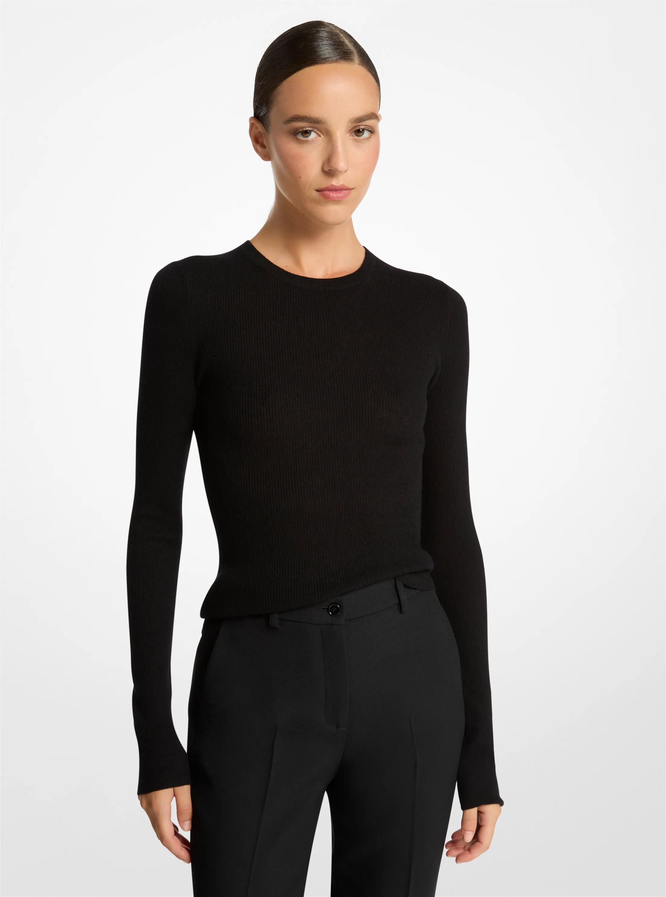 Su&eacute;ter Hutton de cachemir liviano in NEGRO | Michael Kors