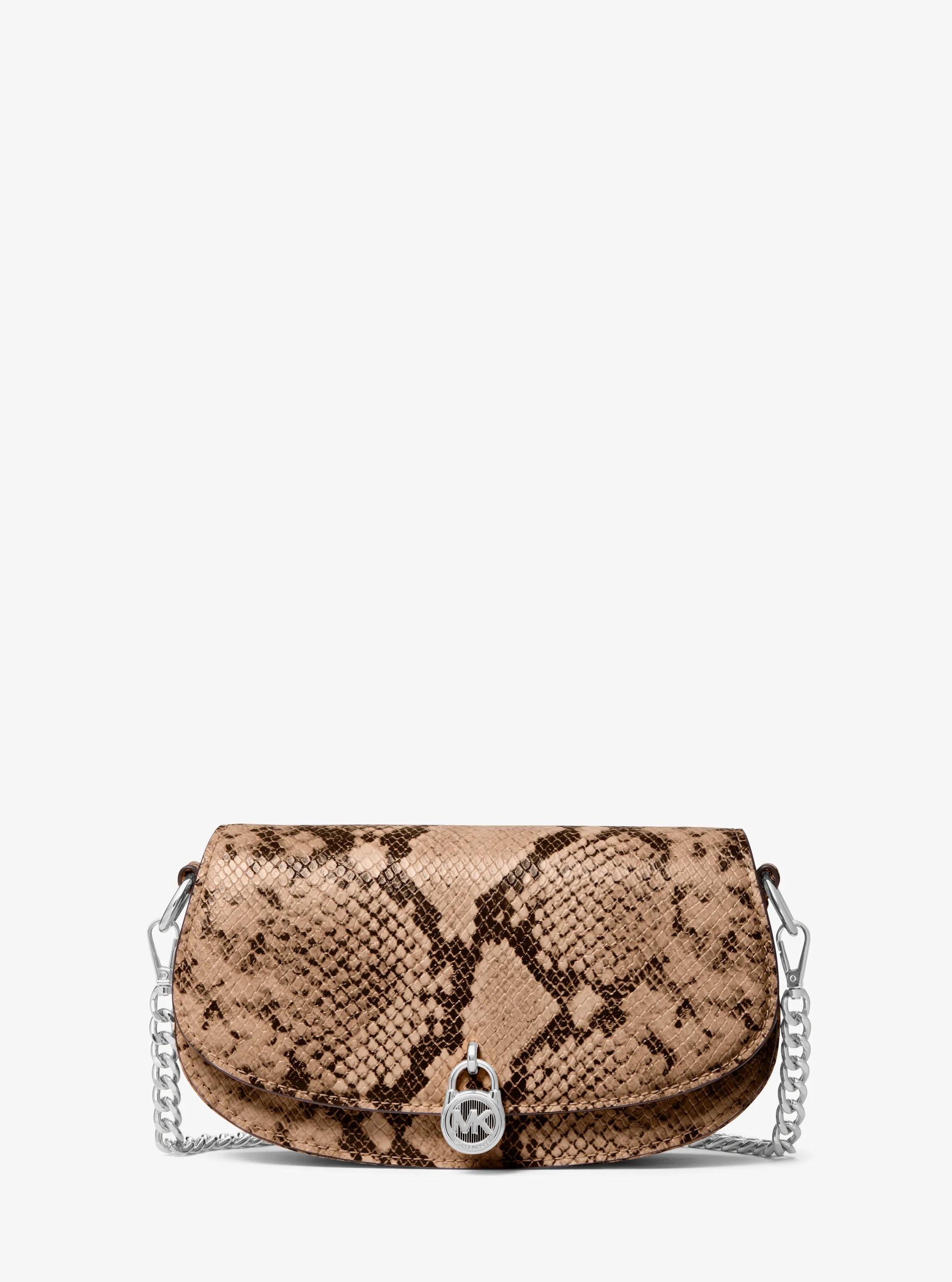 Petit sac &agrave; bandouli&egrave;re convertible Mila gaufr&eacute; &agrave; motif de serpent in BOIS DE GR&Egrave;VE | Michael Kors