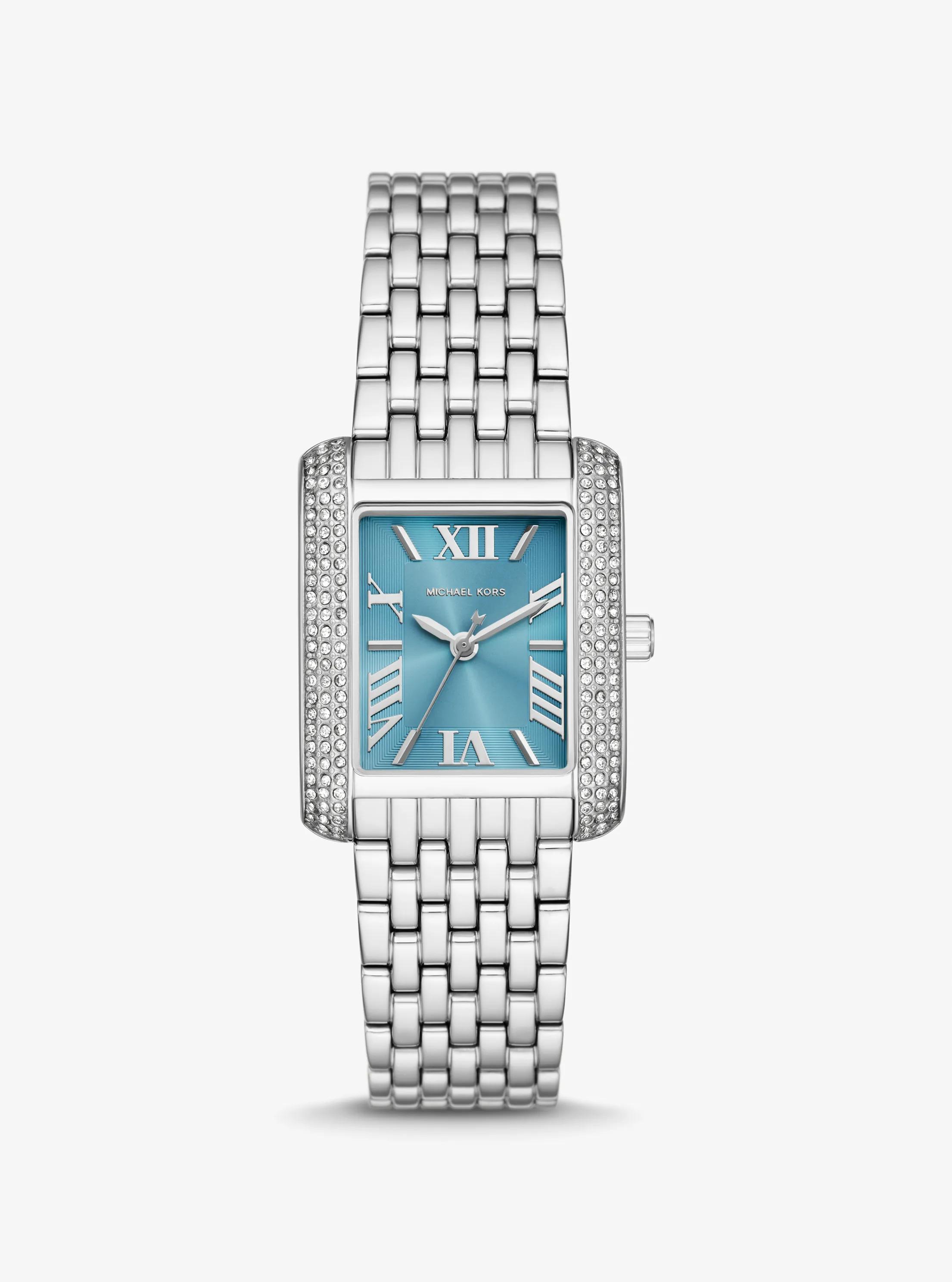 Petite Emery Pav&eacute; Silver-Tone Watch in SILVER | Michael Kors