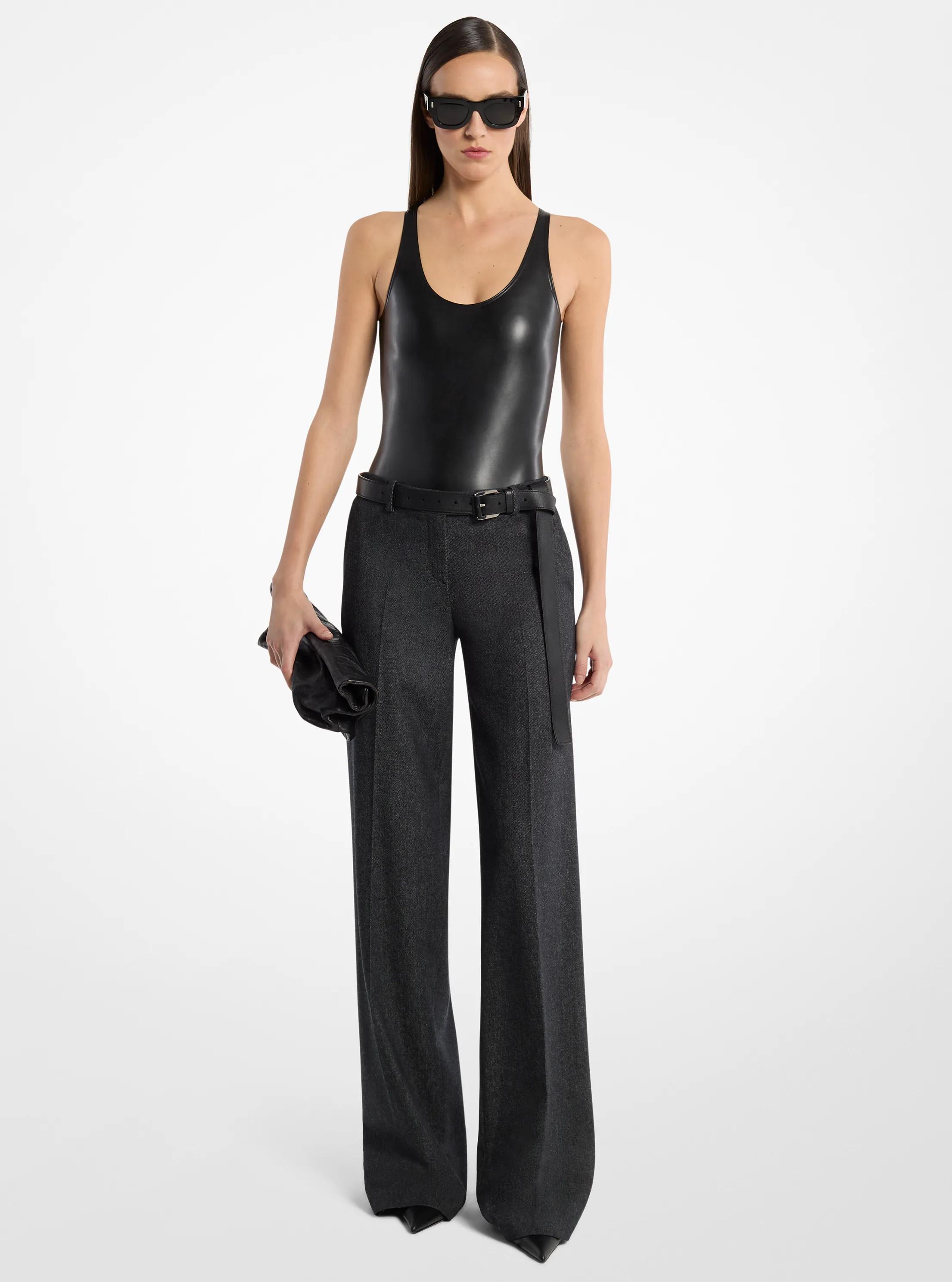 Michael Kors Collection Camilla Wool Denim Wide-Leg Trousers | Thumbnail 4