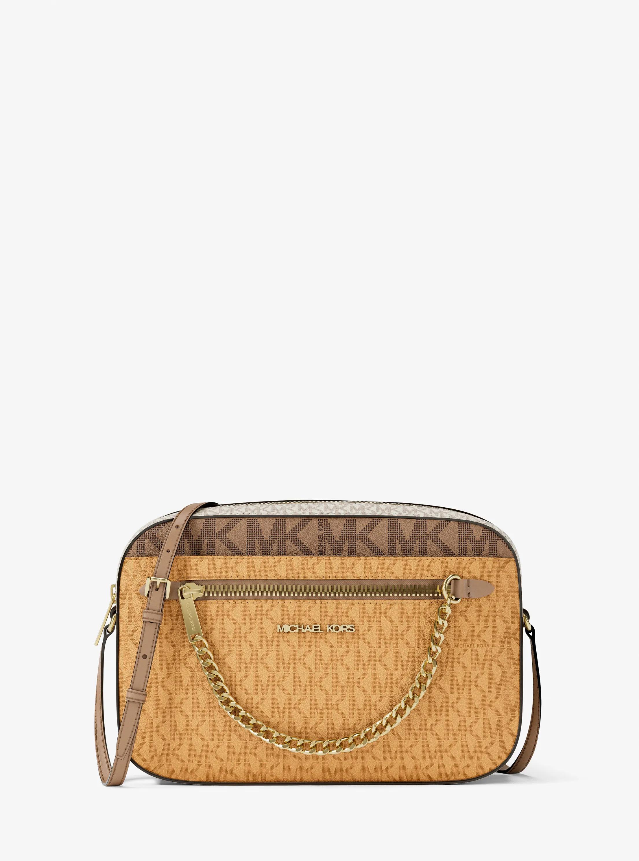 Jet Set Large Signature Logo Crossbody Bag in HONEYWHEAT MULTI | Michael Kors