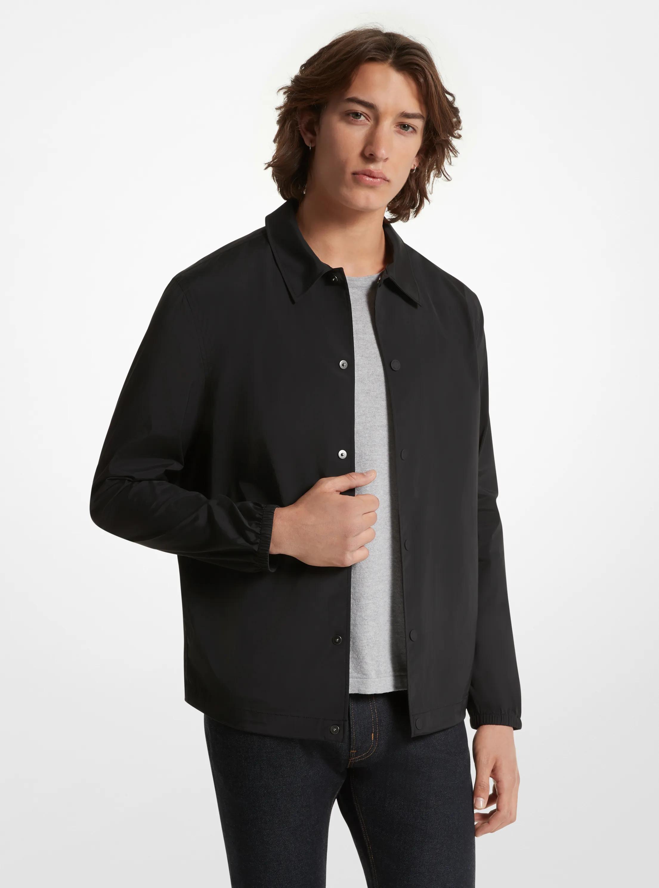 Nylon Blend Coach Jacket in BLACK | Michael Kors