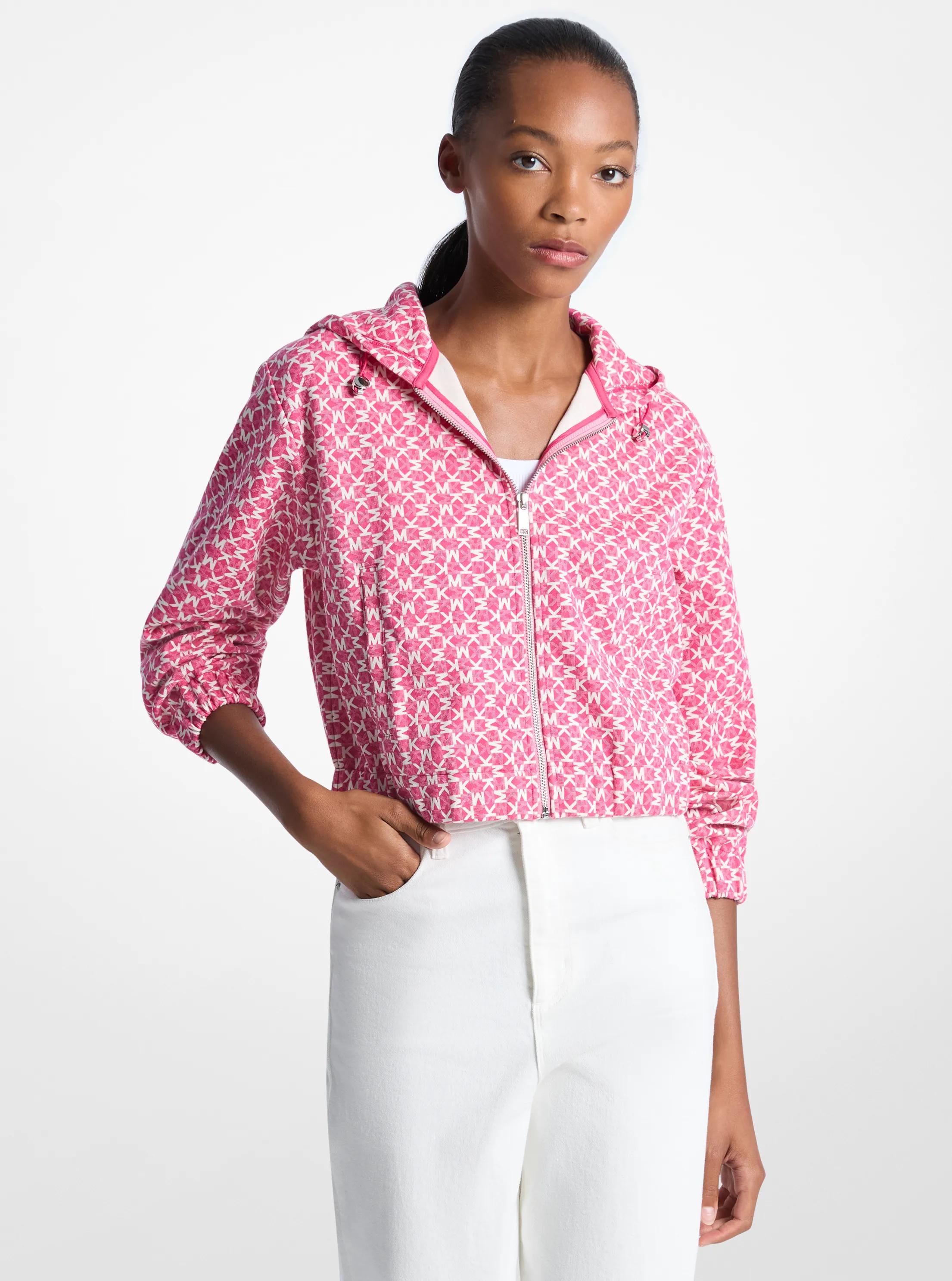 Graphic Logo Cotton Blend Jacket in HIBISCUS | Michael Kors