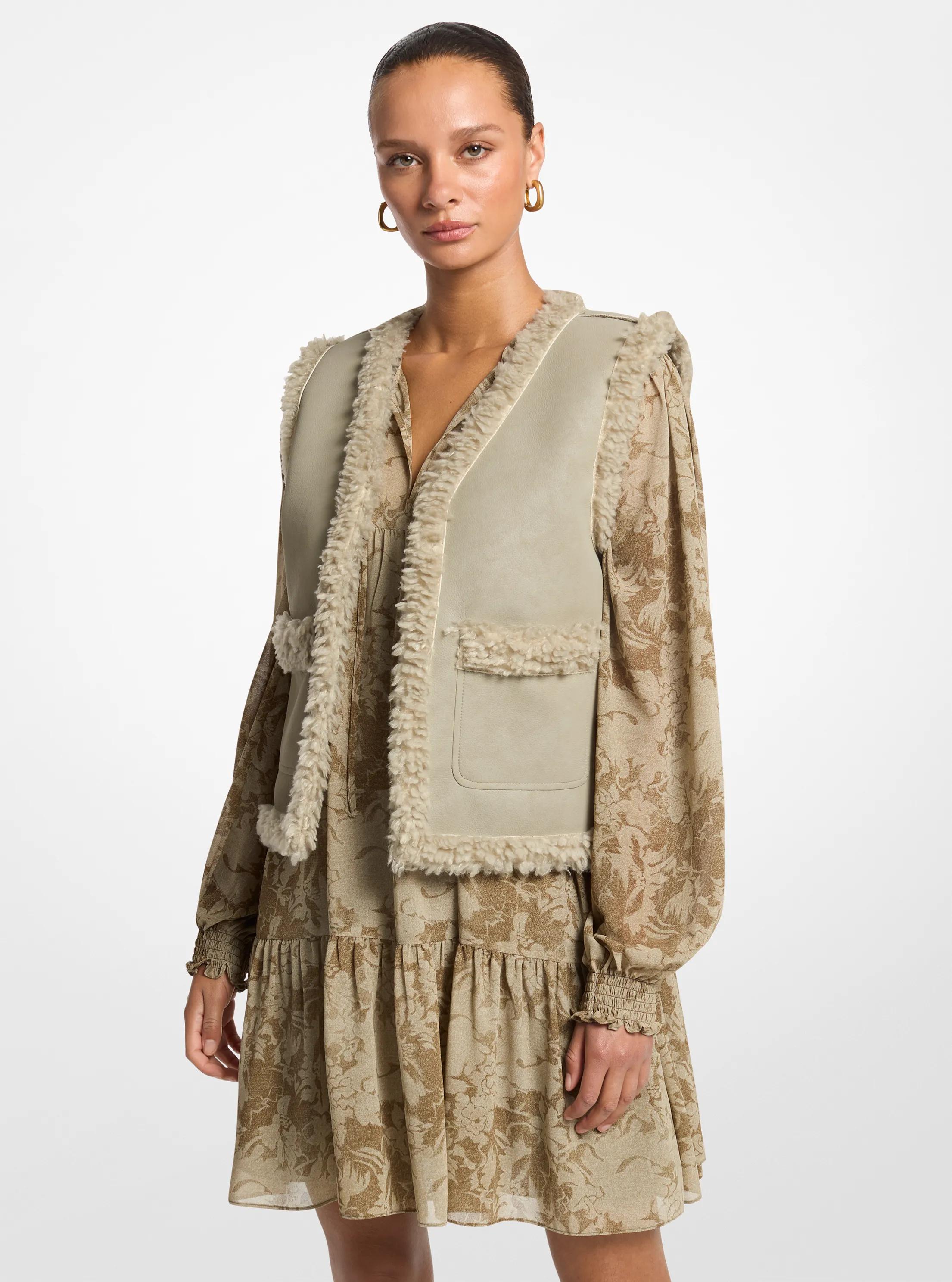 MK Gilet en fausse peau de mouton - Vert - Michael Kors