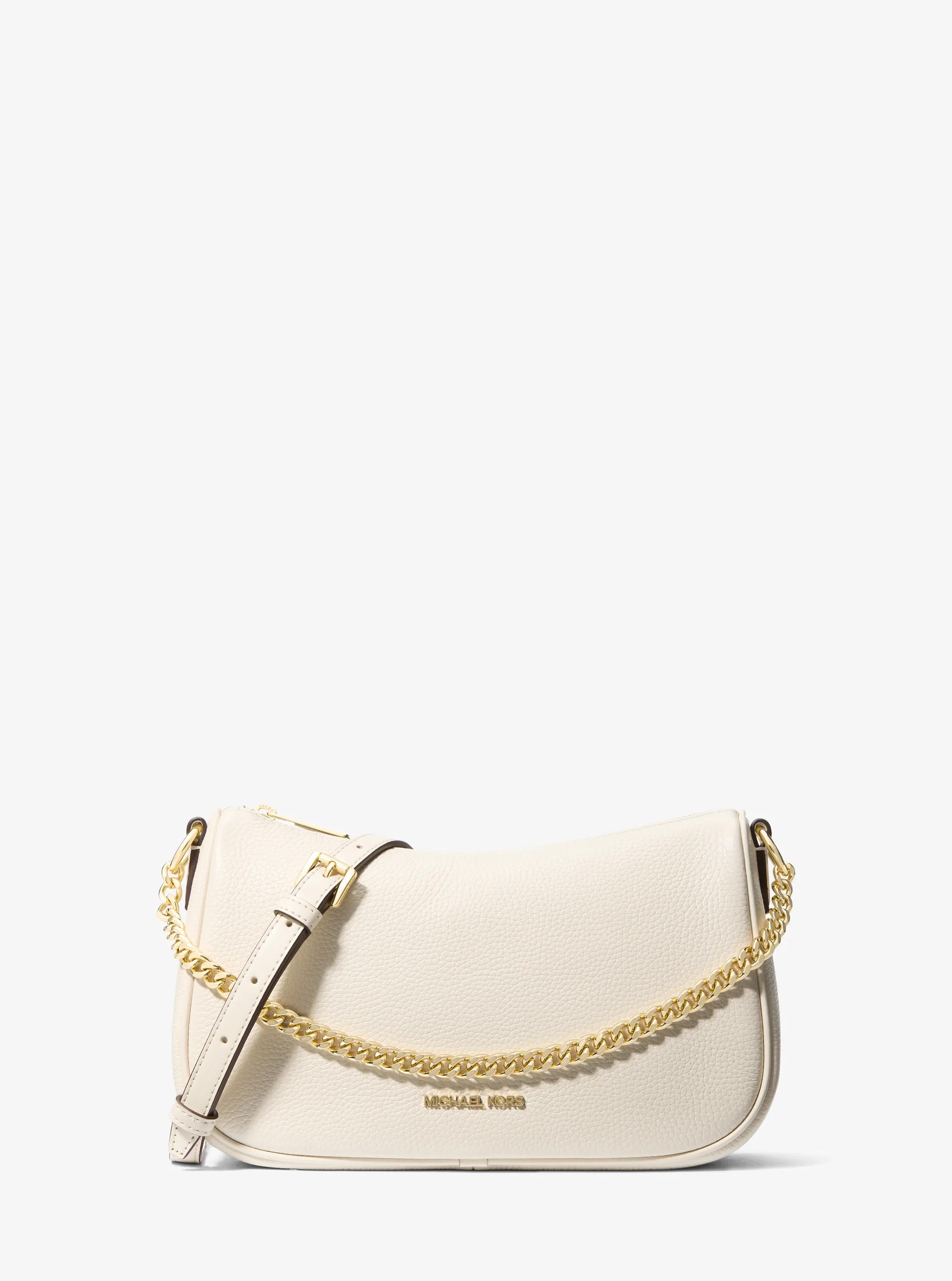 Carmela Medium Pebbled Leather Convertible Crossbody Bag in LT CREAM | Michael Kors