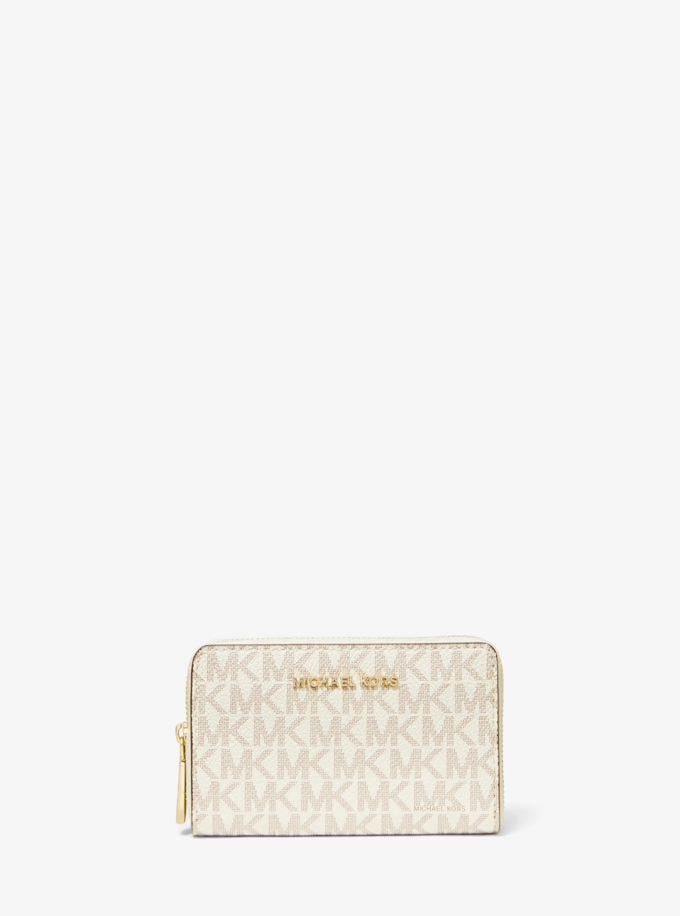 Petit portefeuille en cuir &agrave; logo in VANILLE/NOISETTE | Michael Kors