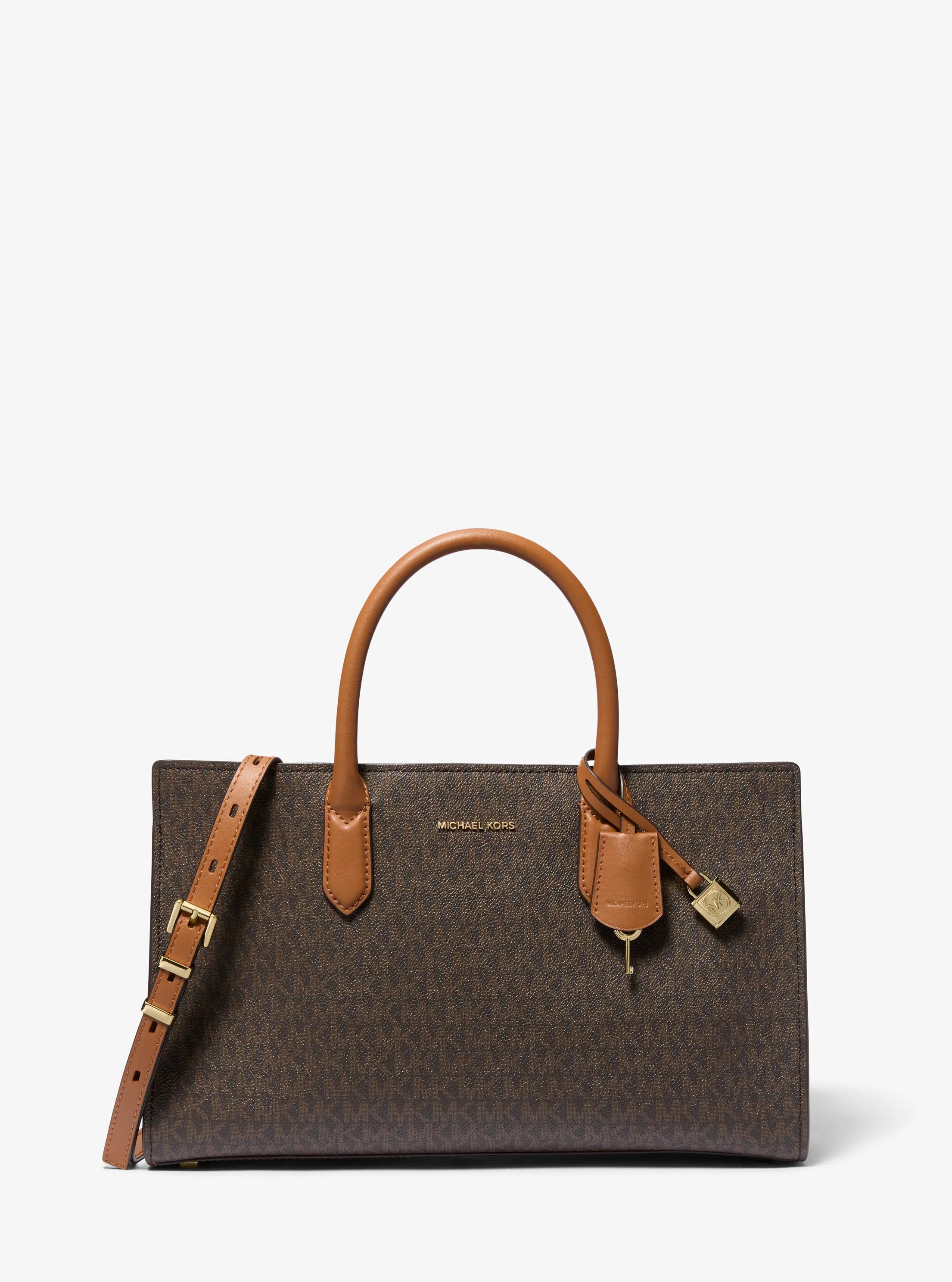 Scarlett Medium Signature Logo Satchel in BRN/ACORN | Michael Kors