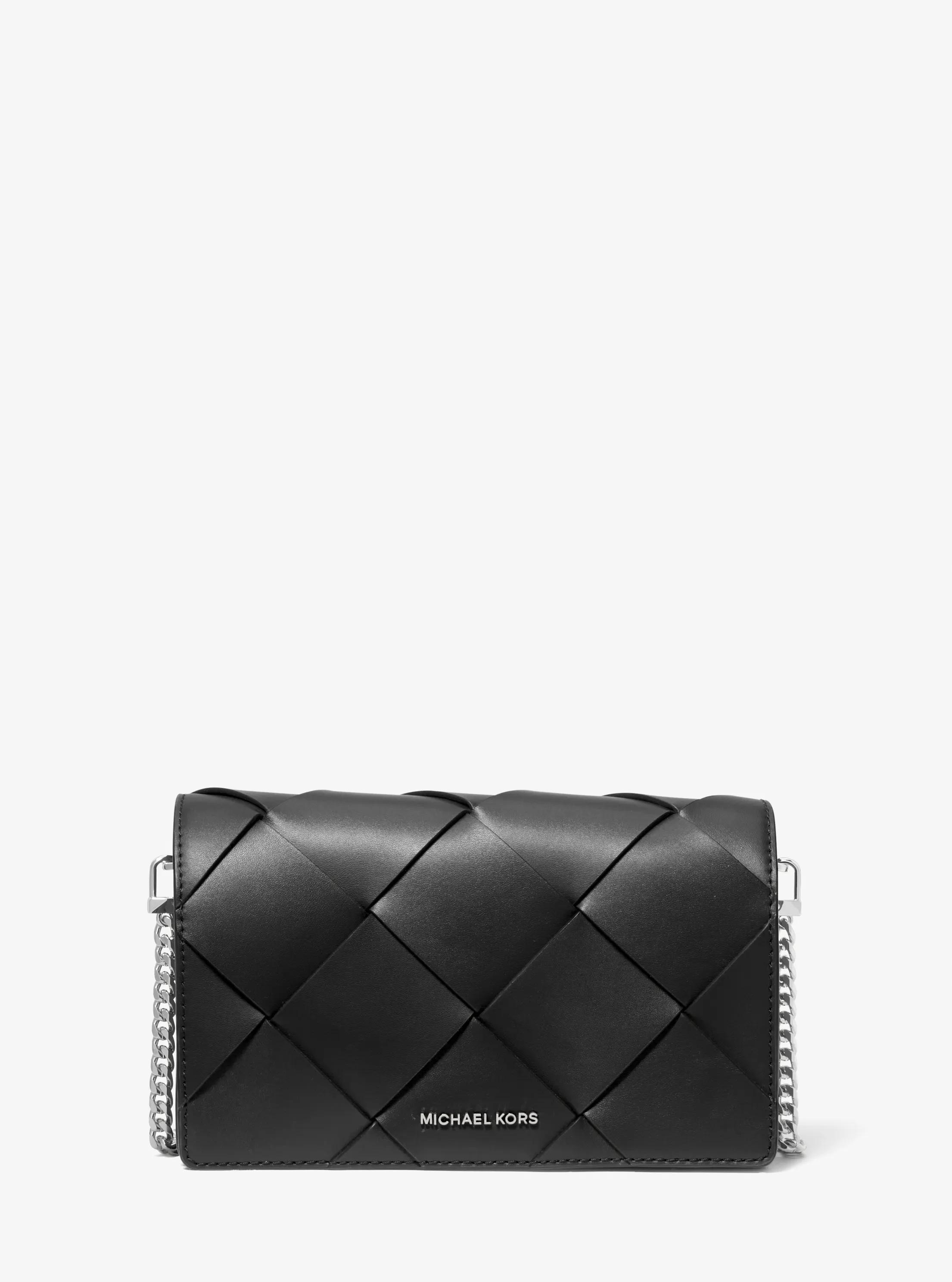 Bandolera Jet Set mediana de piel tejida in NEGRO | Michael Kors