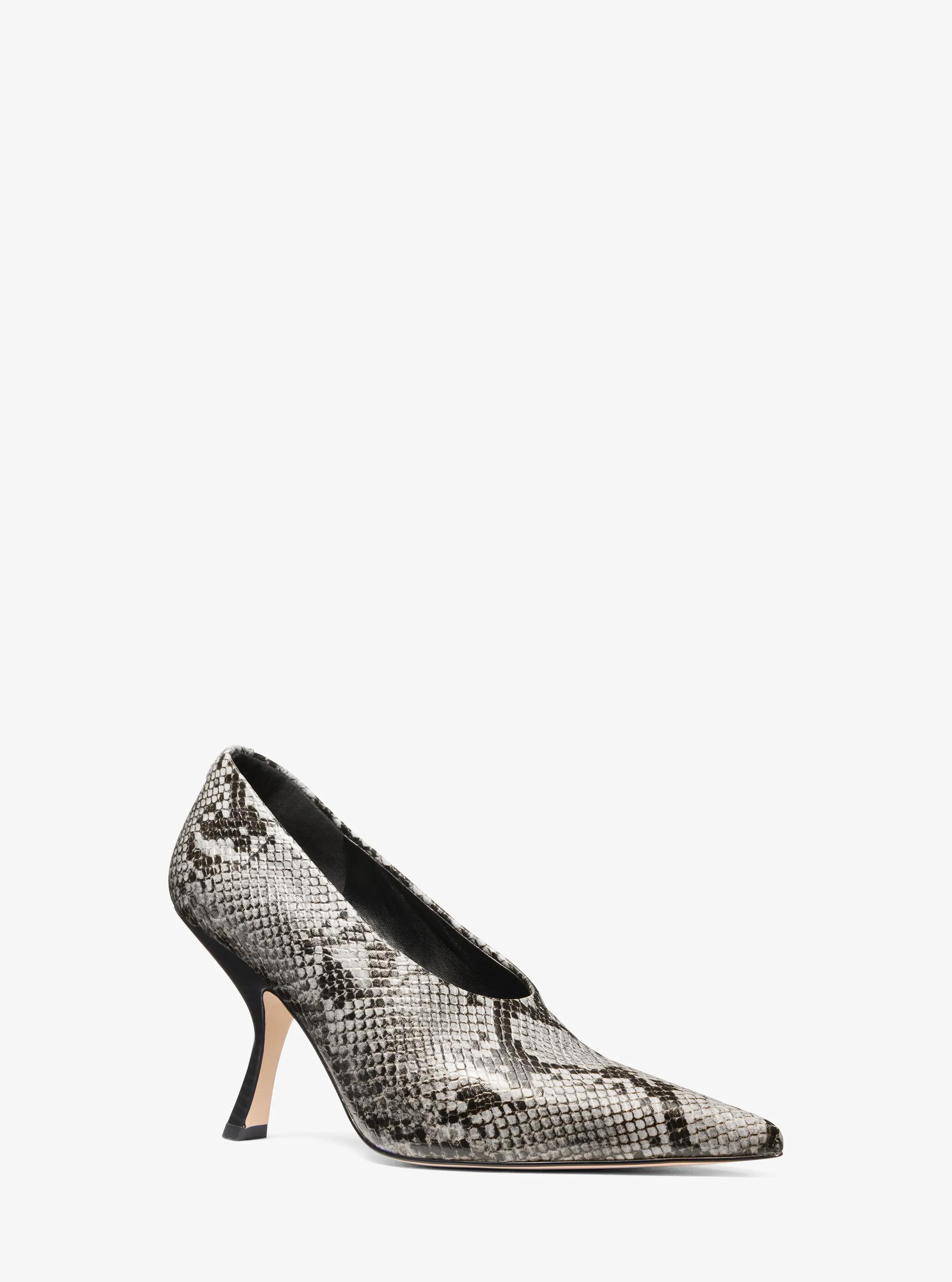 MK Escarpin Luna en cuir effet serpent en relief - Gris - Michael Kors
