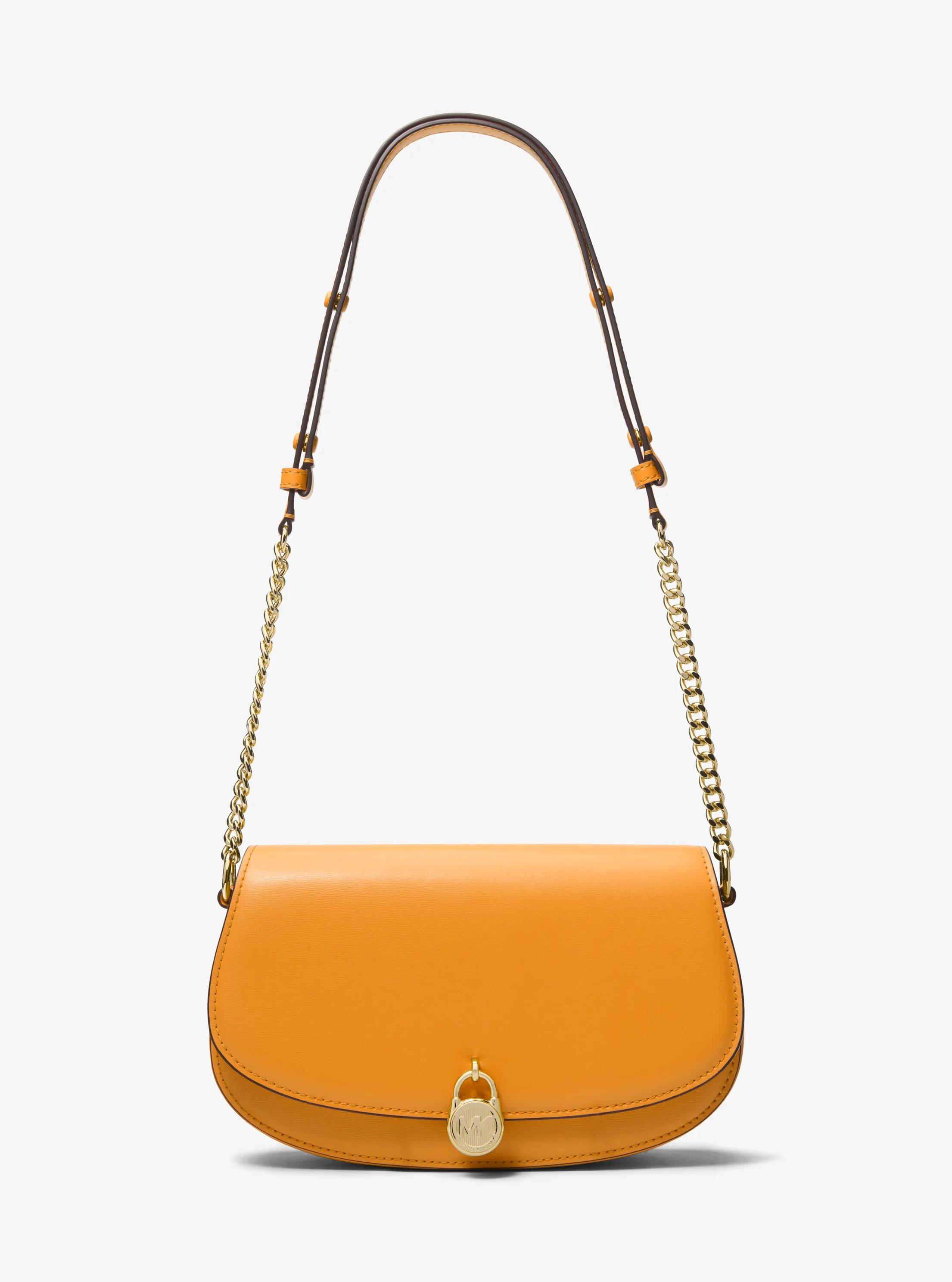 Mila Medium Leather Messenger Bag in POP ORANGE | Michael Kors