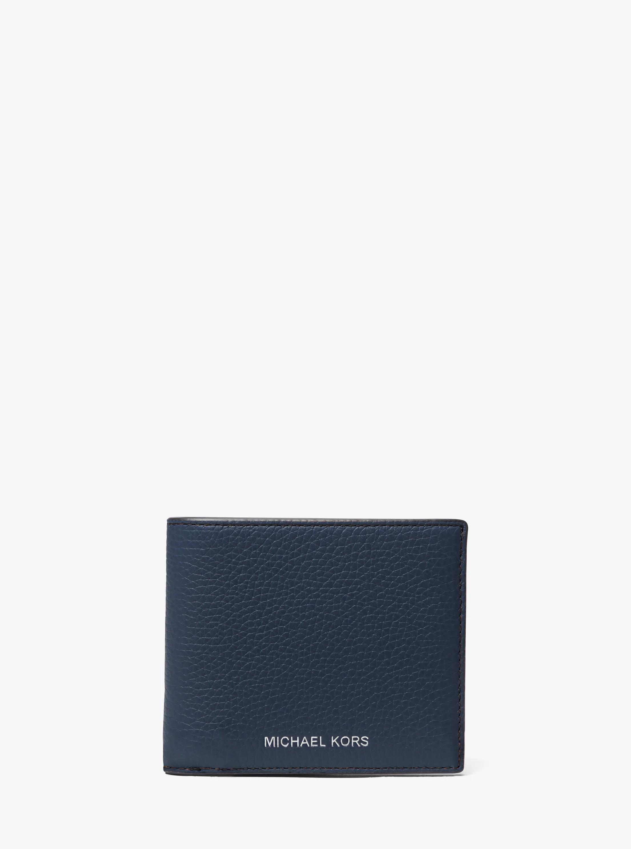Cooper Pebbled Leather Billfold Wallet in NAVY | Michael Kors