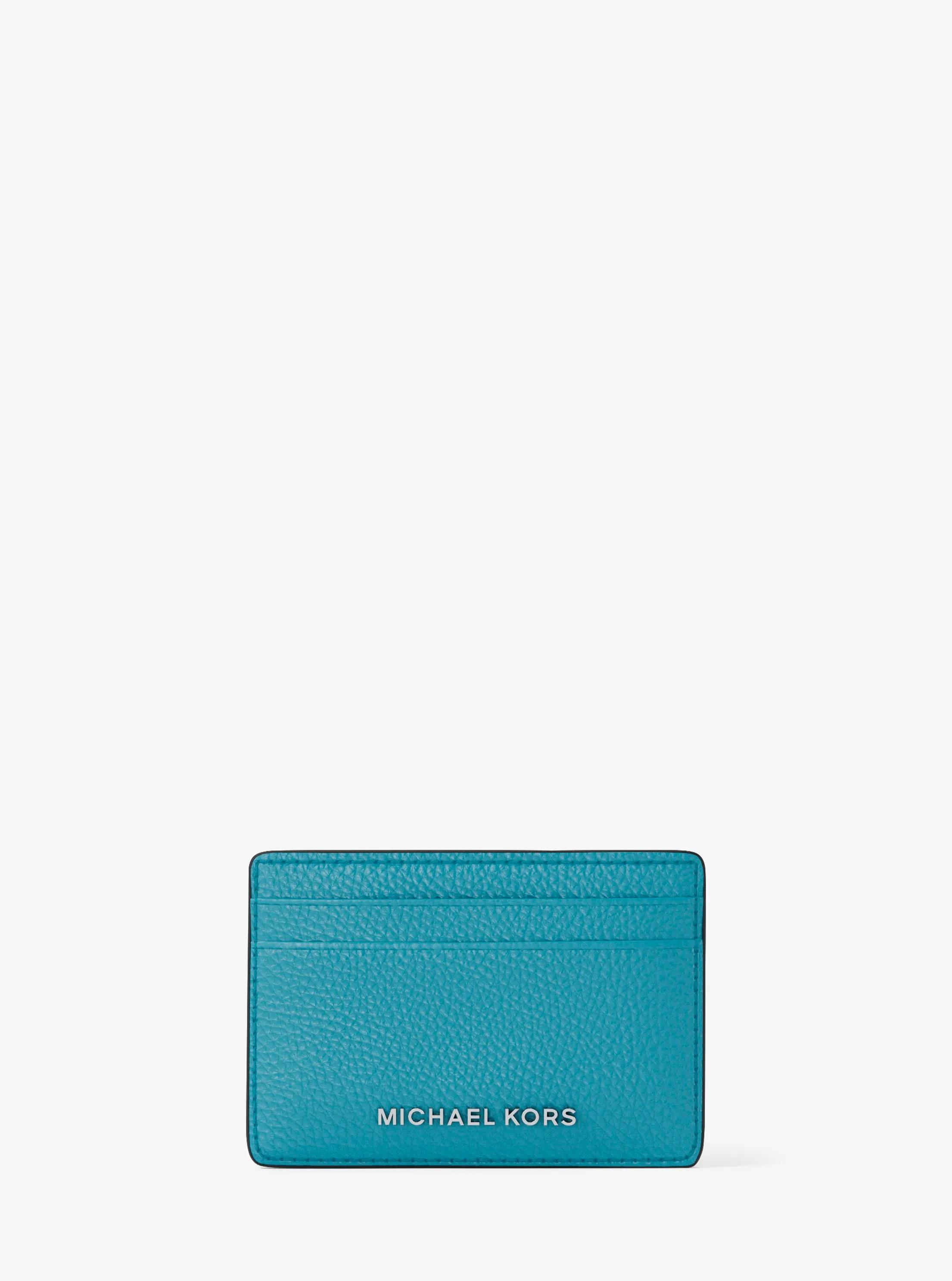 MK Porte-cartes en cuir grainé - Bleu - Michael Kors