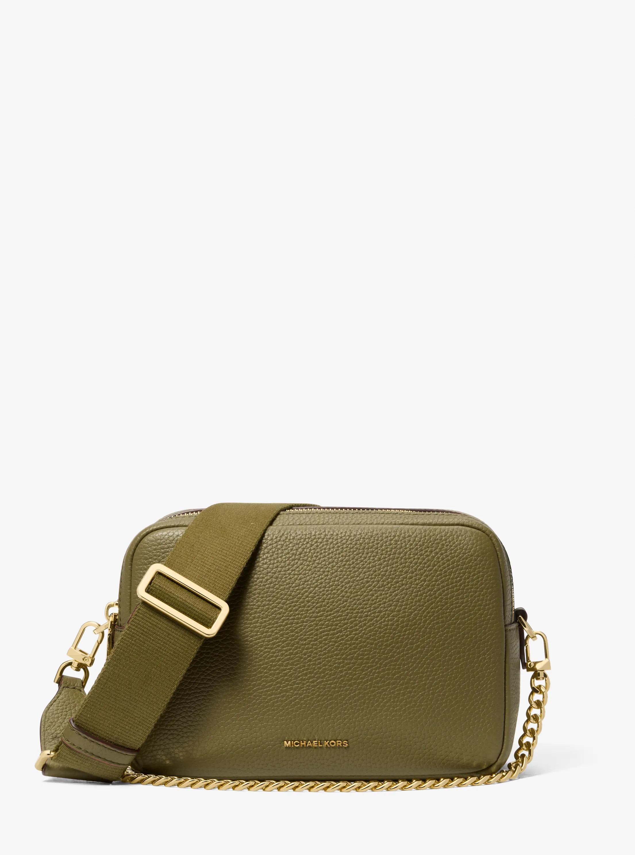 Bryant Medium Pebbled Leather Camera Crossbody Bag in SAFARI GREEN | Michael Kors