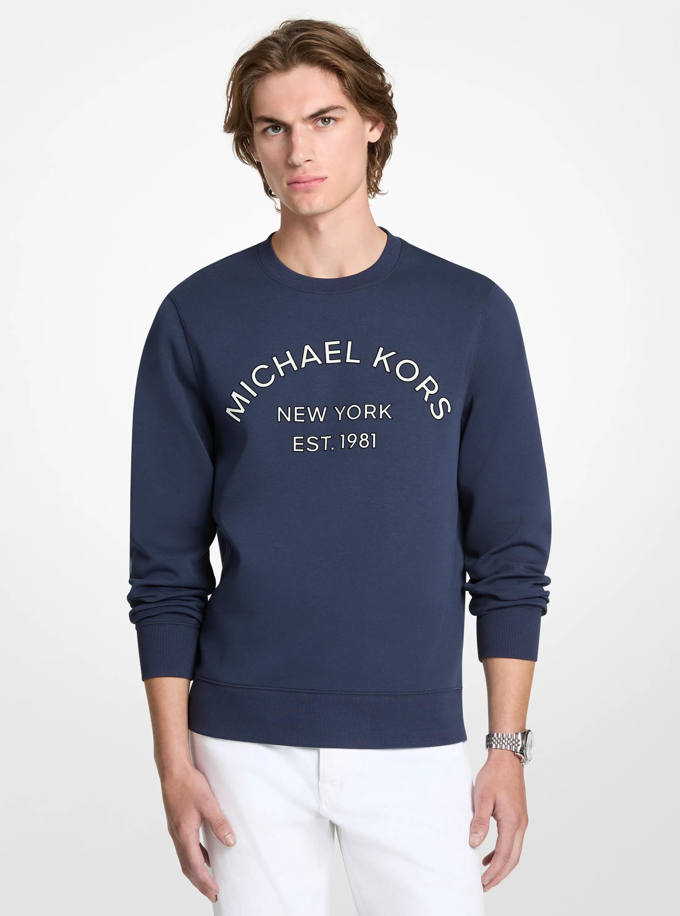 Chandail &agrave; encolure ras-de-cou en m&eacute;lange de coton &agrave; logo in MINUIT | Michael Kors