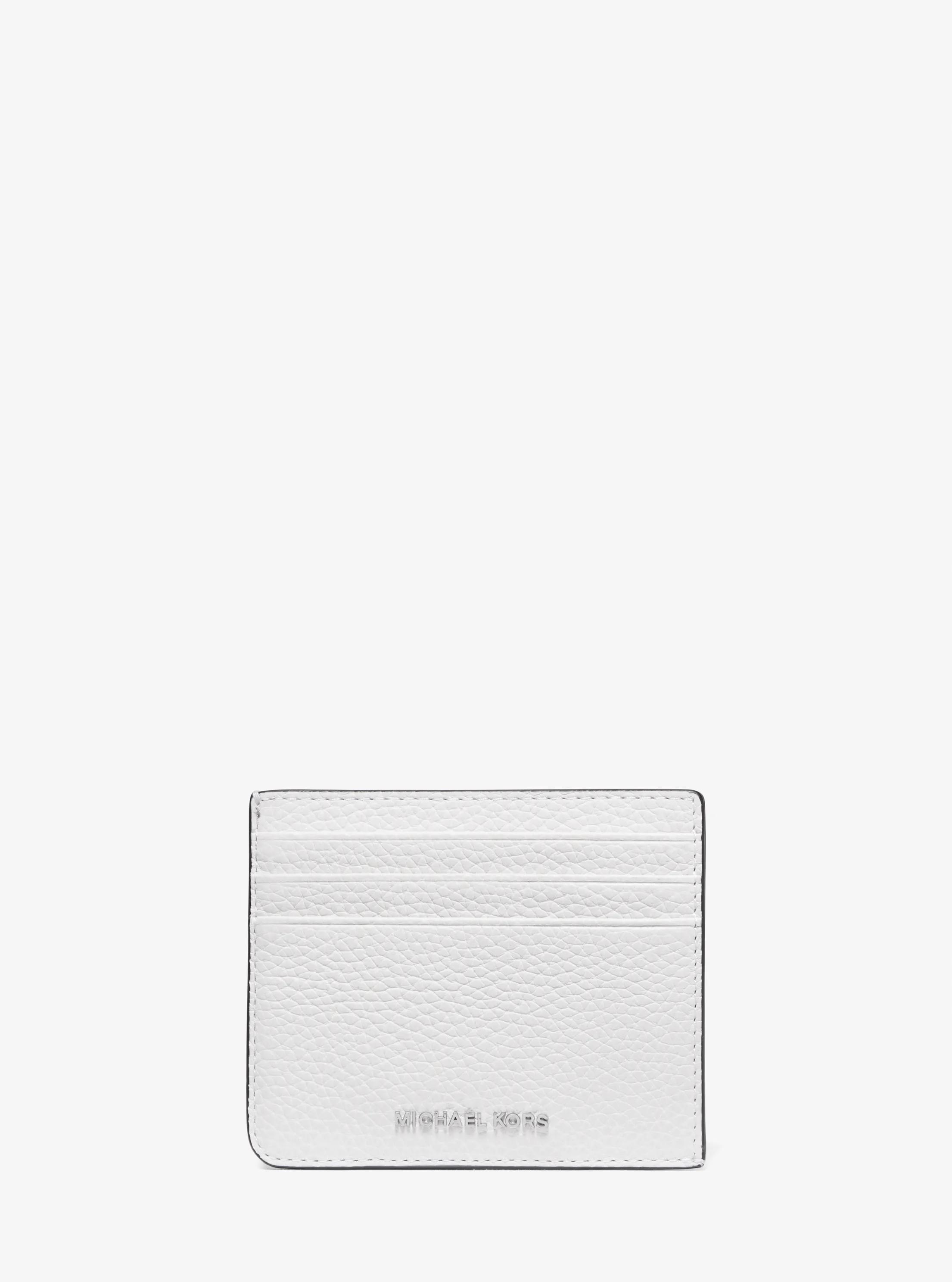 Hudson Pebbled Leather Card Case in BRIGHT WHT | Michael Kors