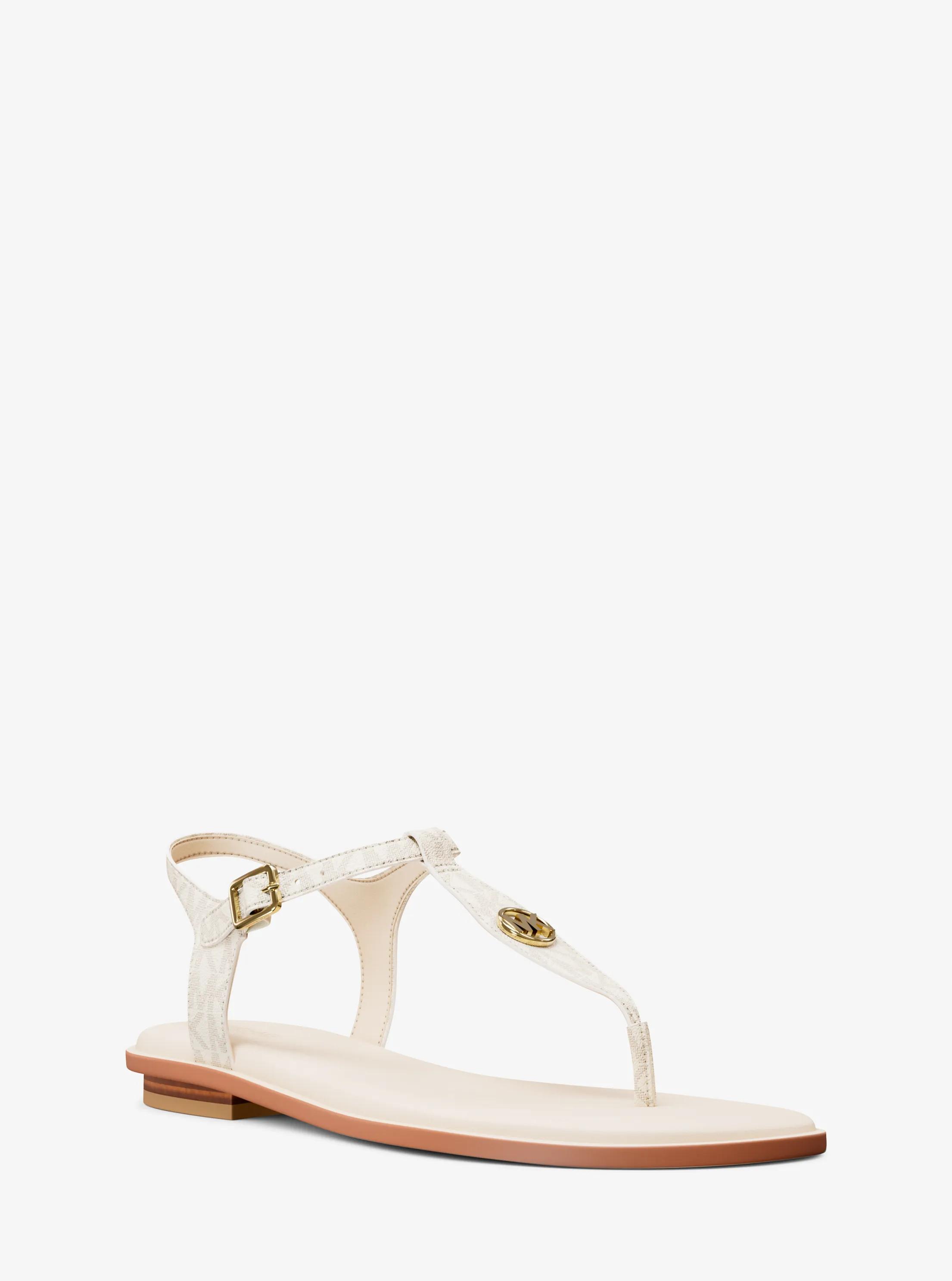 Mallory Signature Logo T-Strap Sandal in VANILLA | Michael Kors