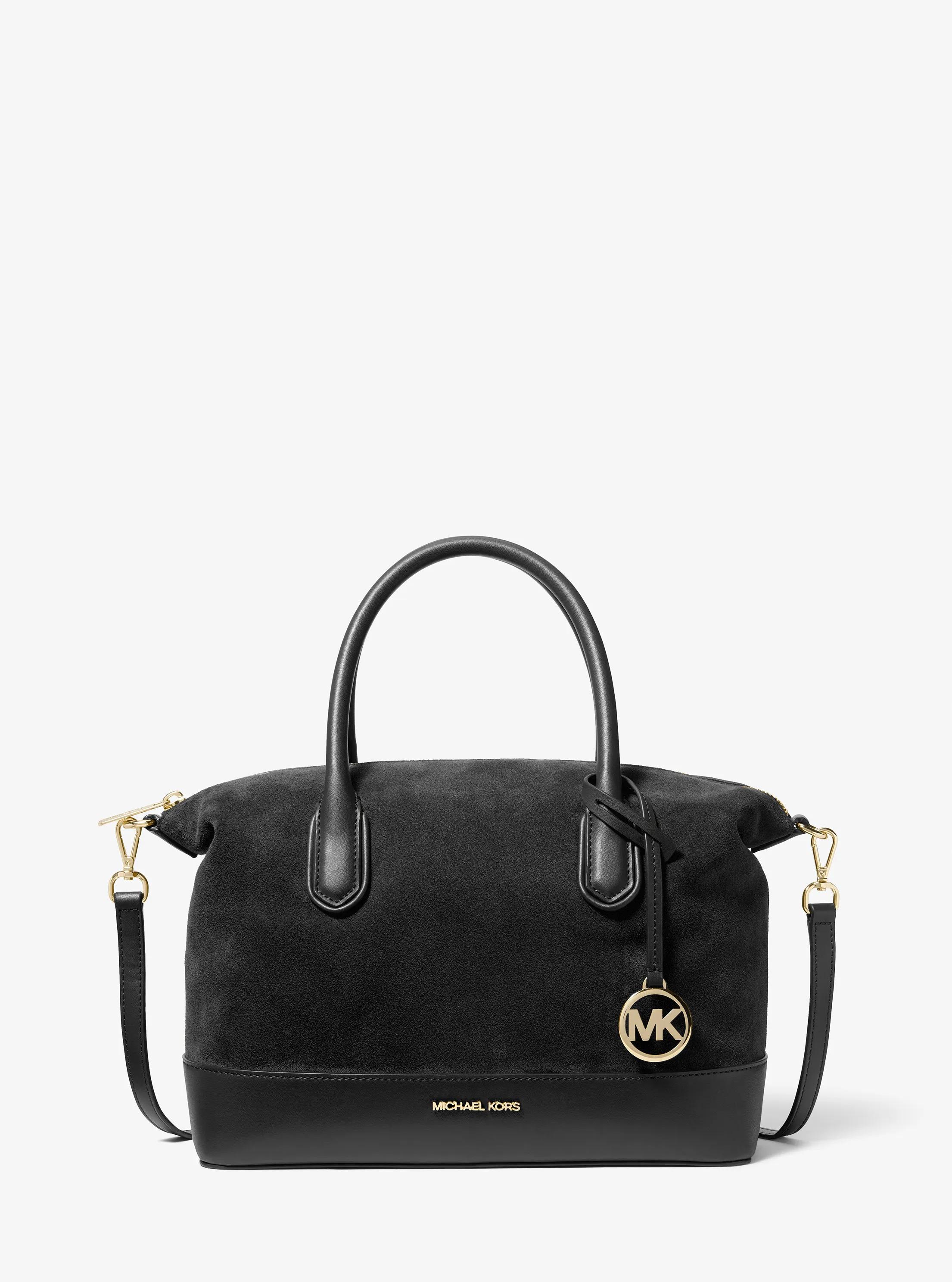Hyde Medium Suede Satchel in BLACK | Michael Kors