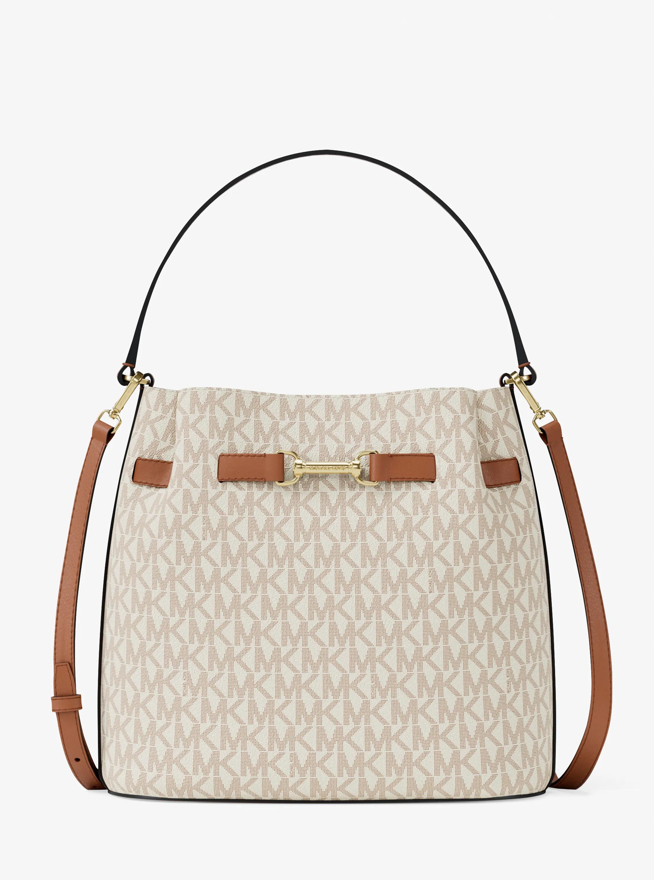 Carson Medium Signature Logo Convertible Bucket Crossbody Bag in VANILLA | Michael Kors