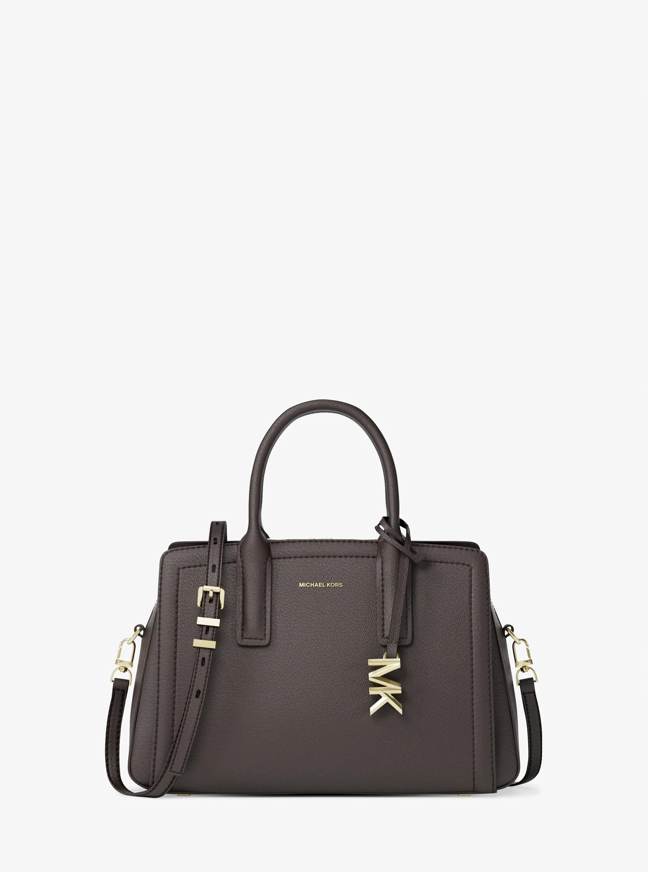 Laila Small Pebbled Leather Satchel in CHOCOLATE | Michael Kors