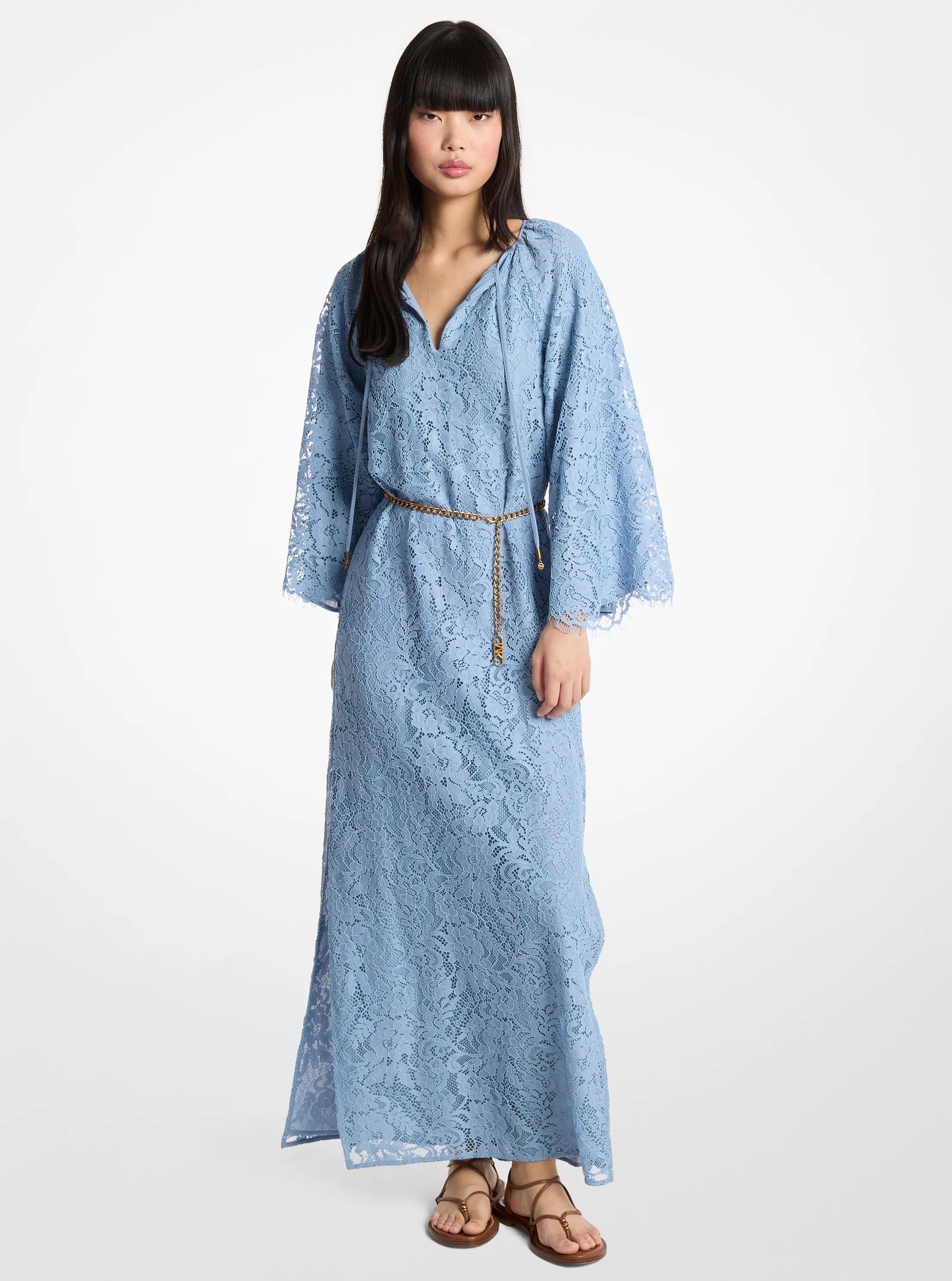 MK Kaftan van guipure-kant met bloemmotief - Blauw - Michael Kors