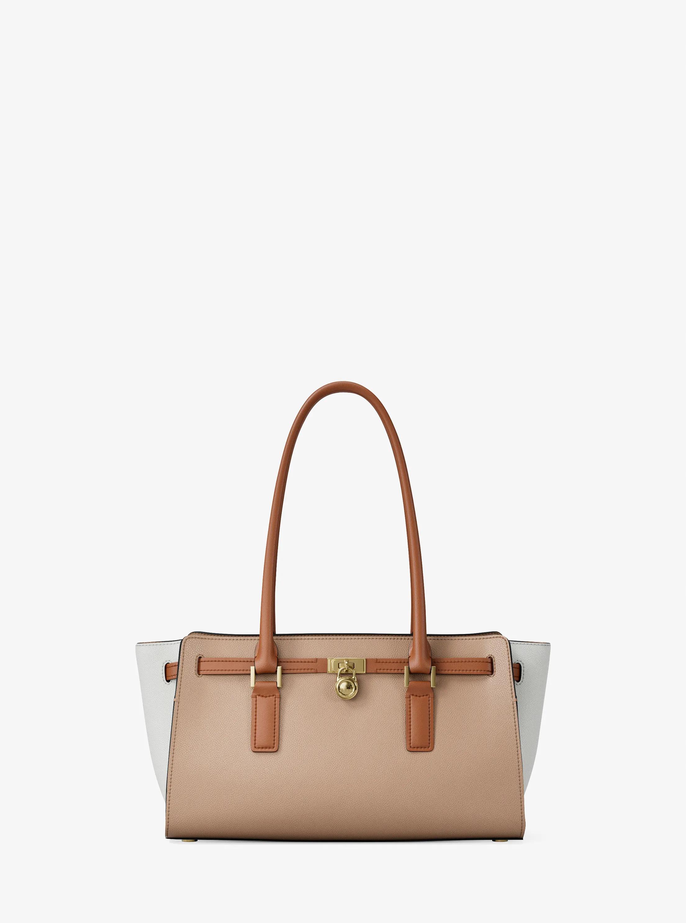 Hamilton Small Color-Blocked Leather Satchel in KHAKI MULTI | Michael Kors