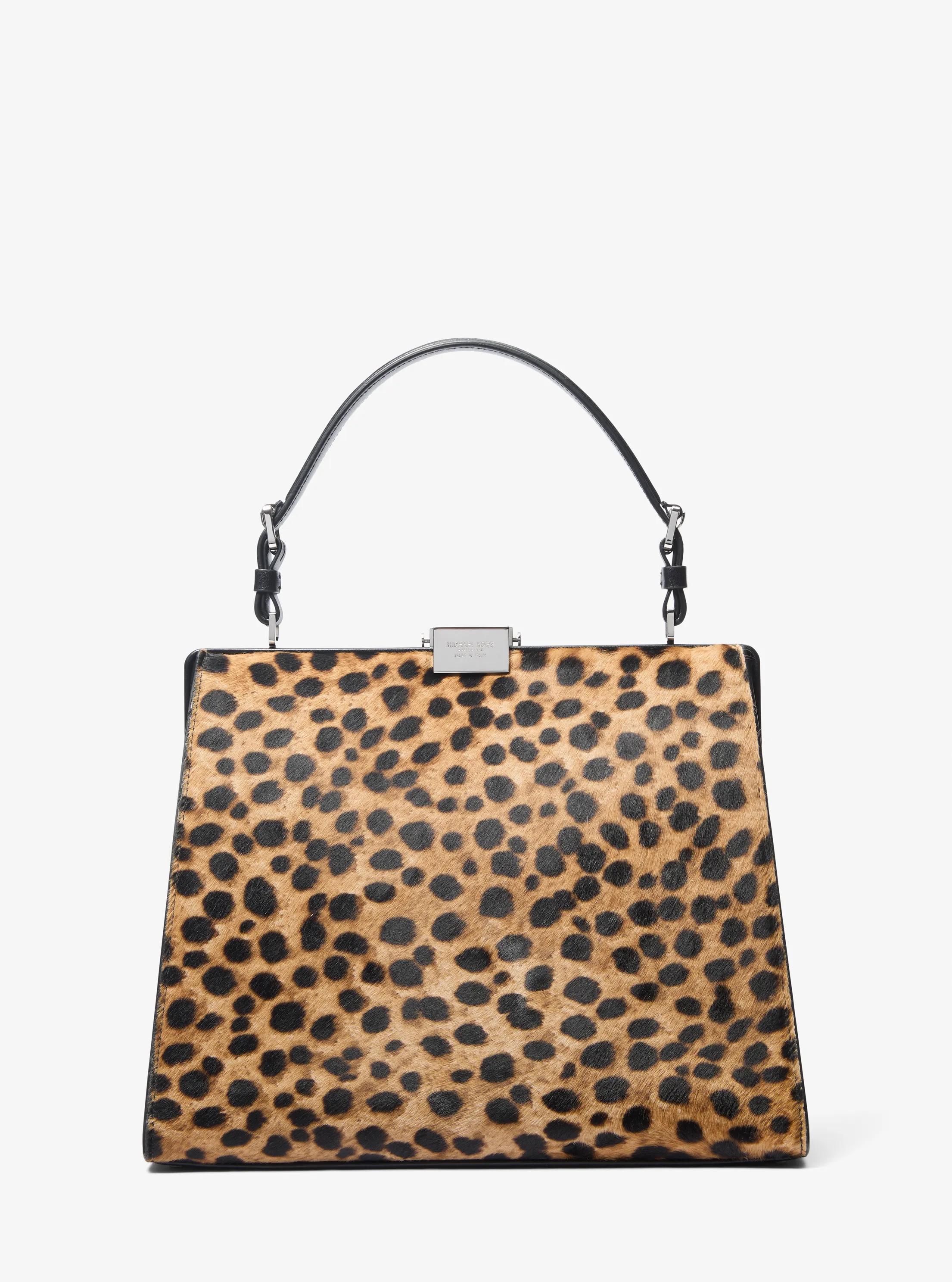 Simone Cheetah Print Calf Hair Satchel in CAPPUCCINO | Michael Kors