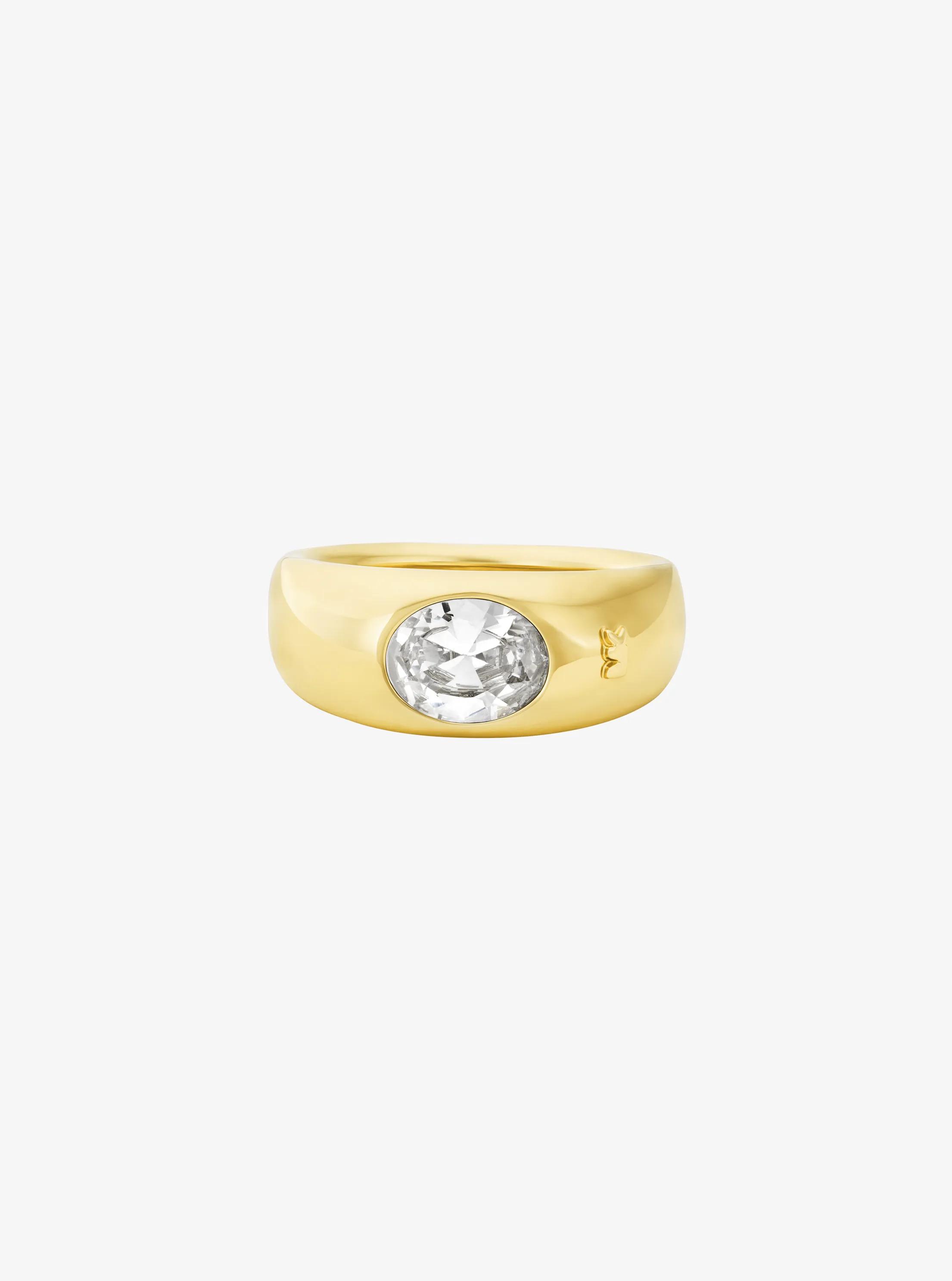 Precious Metal-Plated Cubic Zirconia Signet Ring