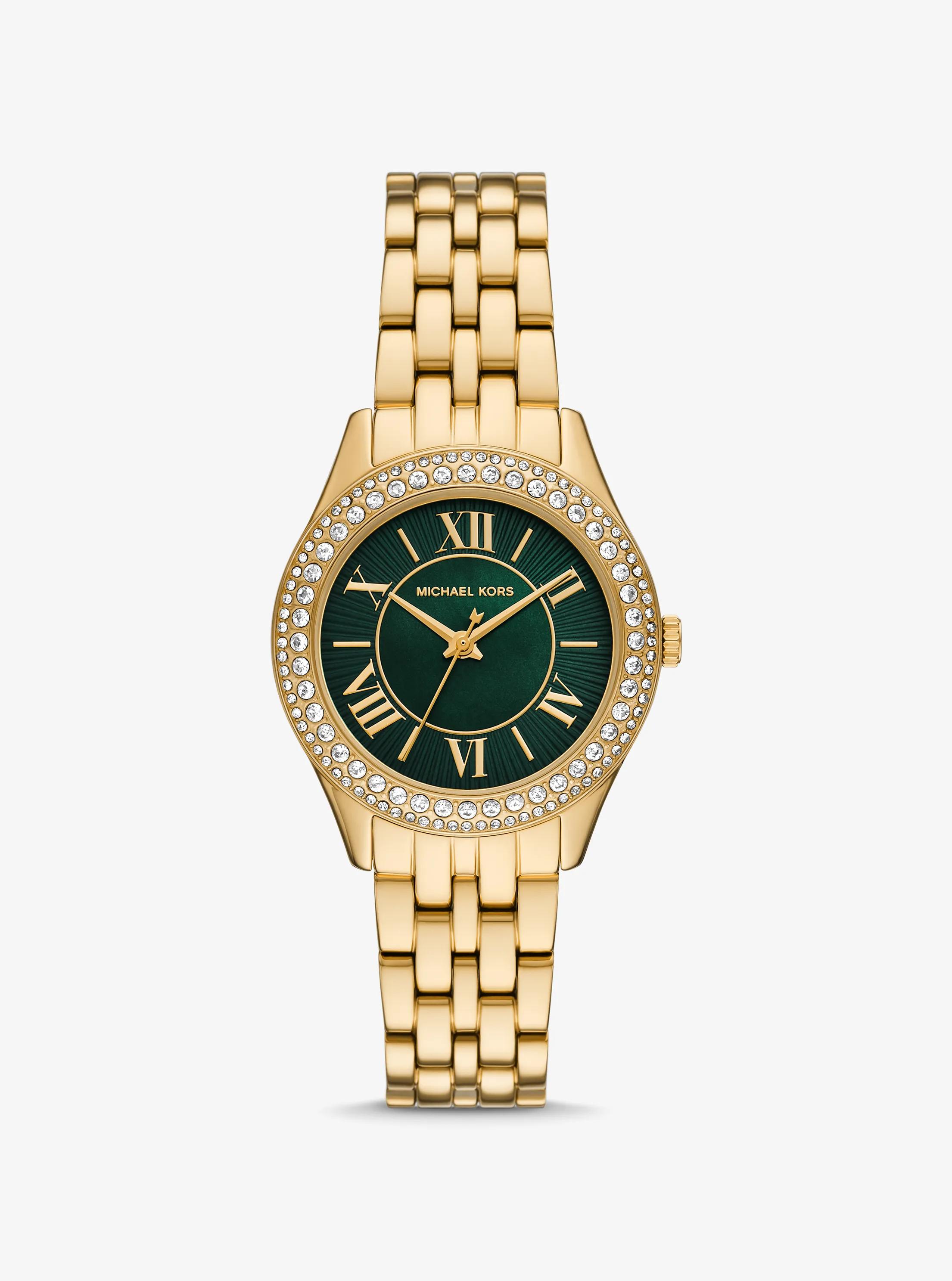 Mini Harlowe  Pav&eacute; Gold-Tone Watch in GOLD | Michael Kors