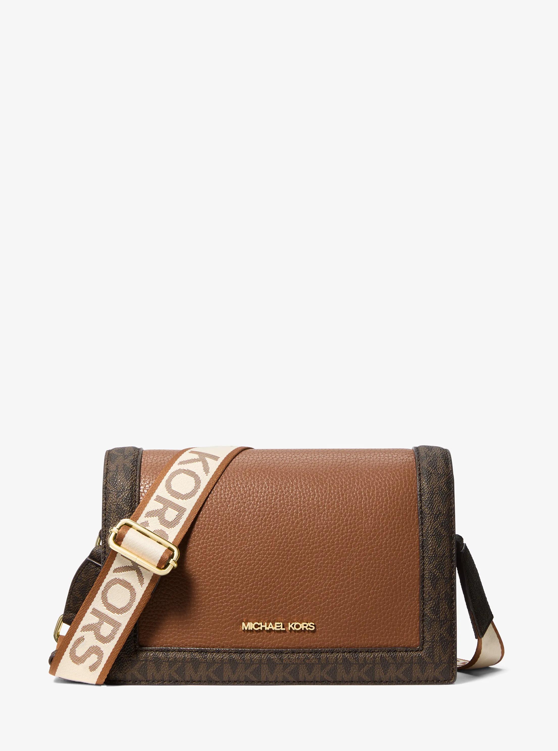 Borsa a tracolla Jet Set grande in pelle martellata e stampa logo in MARRONE/CUOIO | Michael Kors
