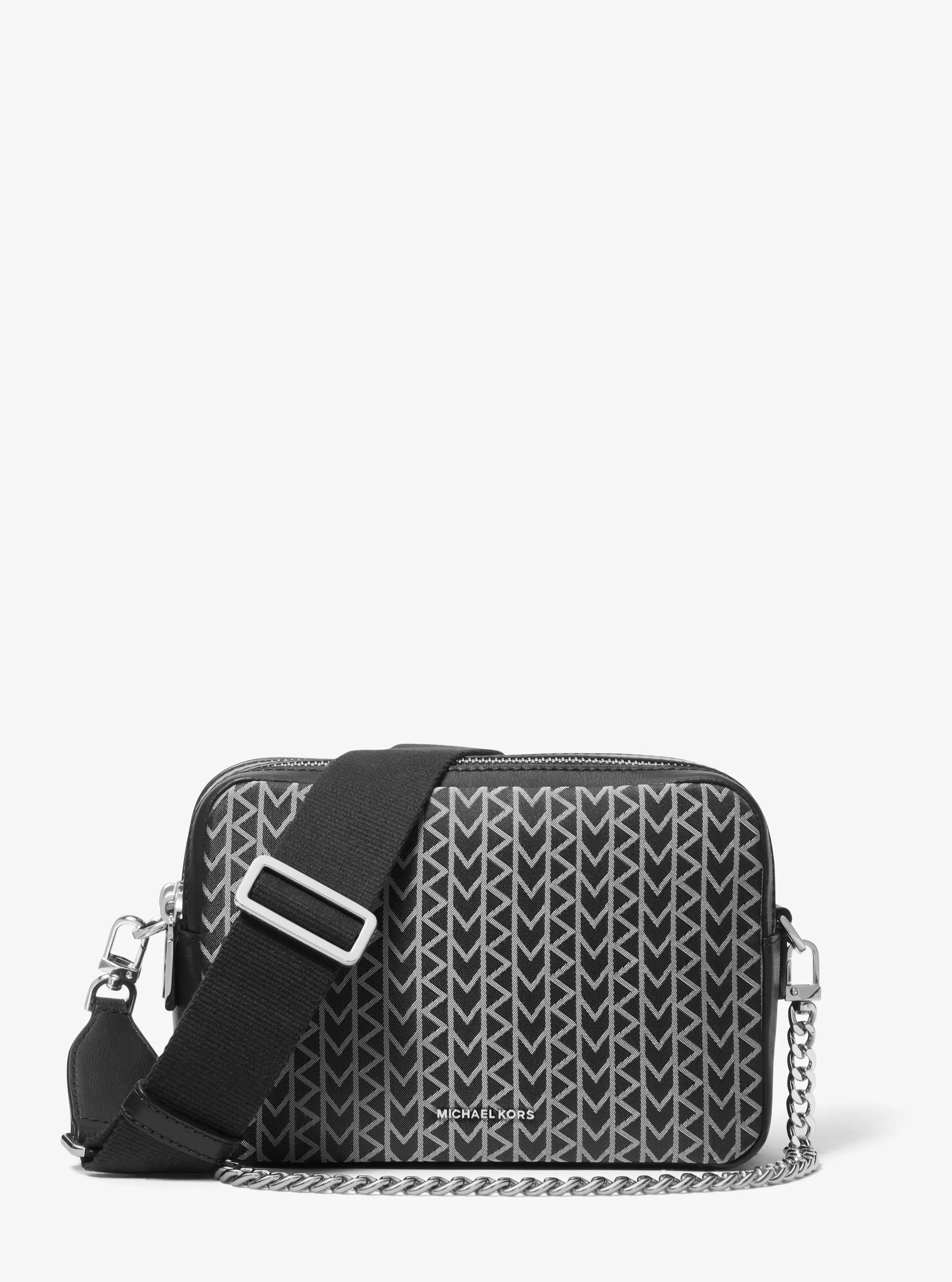 Bandolera para c&aacute;mara Bryant mediana de jacquard con logotipo MK2000 in NEGRO | Michael Kors